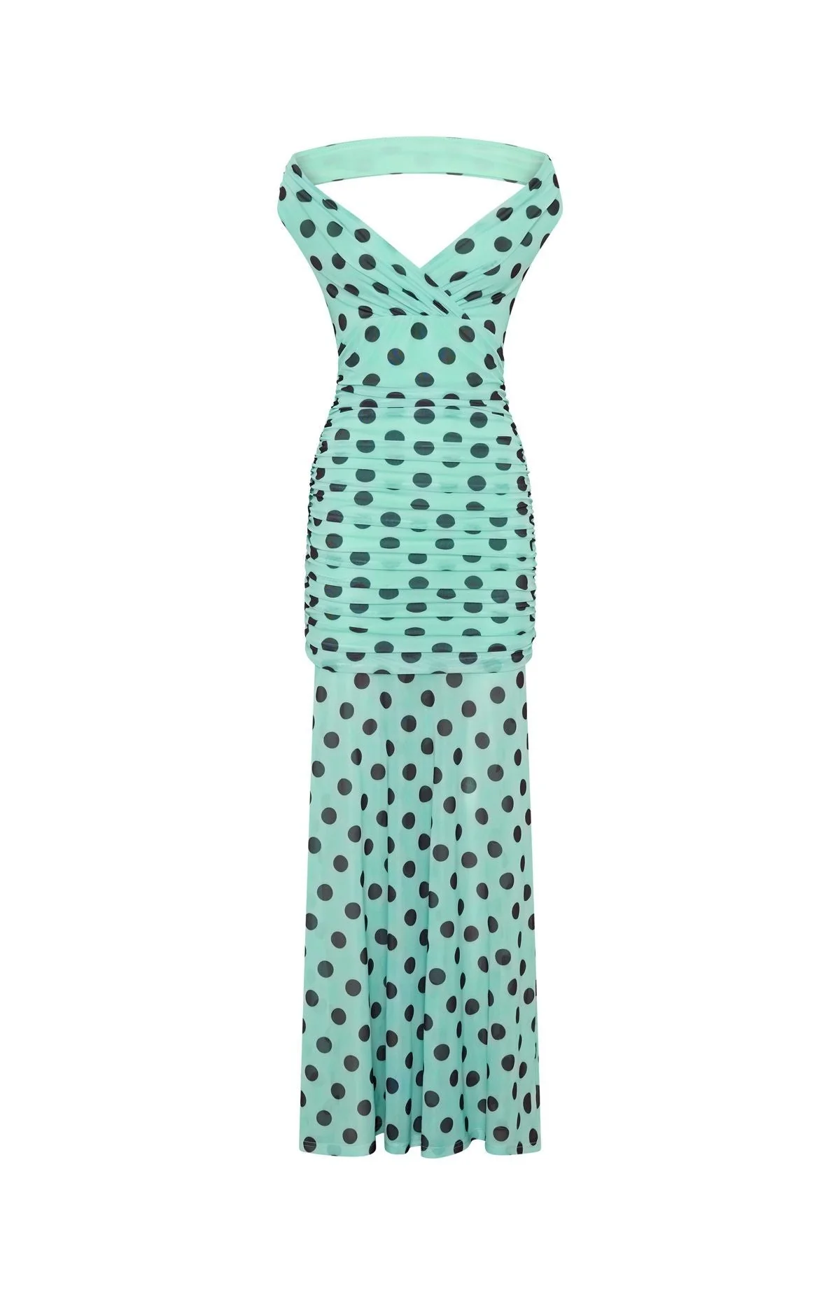 Sweet And Chic Maxi Dress Aqua Polka Dot