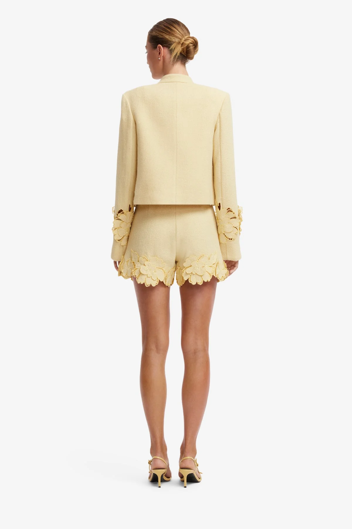 Blythe Appliqué Tweed Jacket - Dusty Yellow