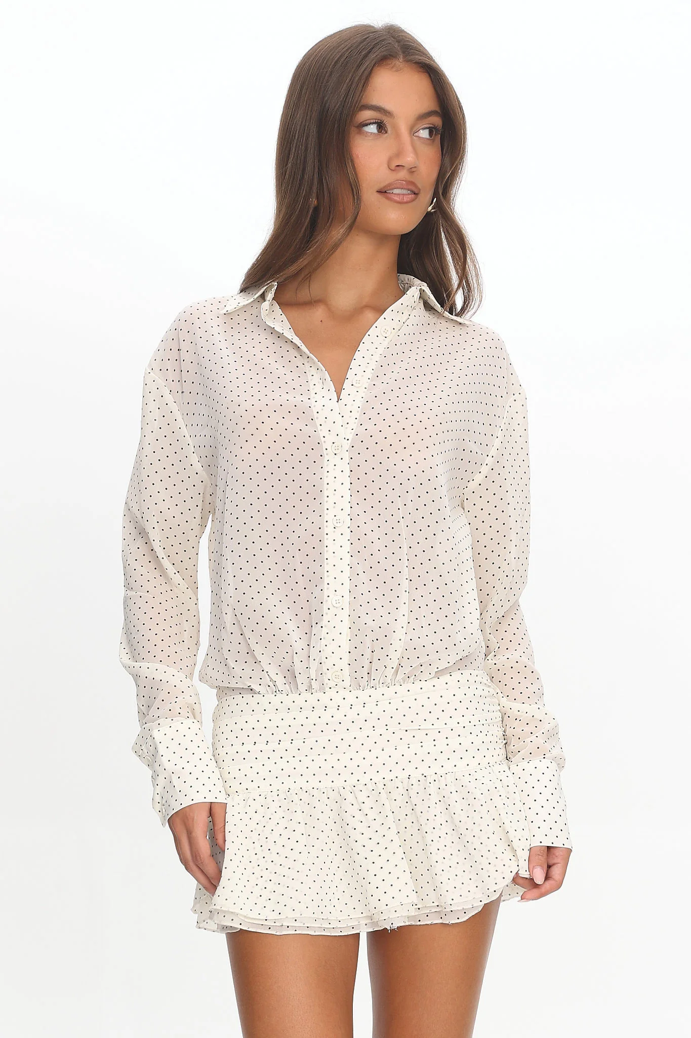 LIONESS Girls Girls Girls Mini Dress Porcelain Polka