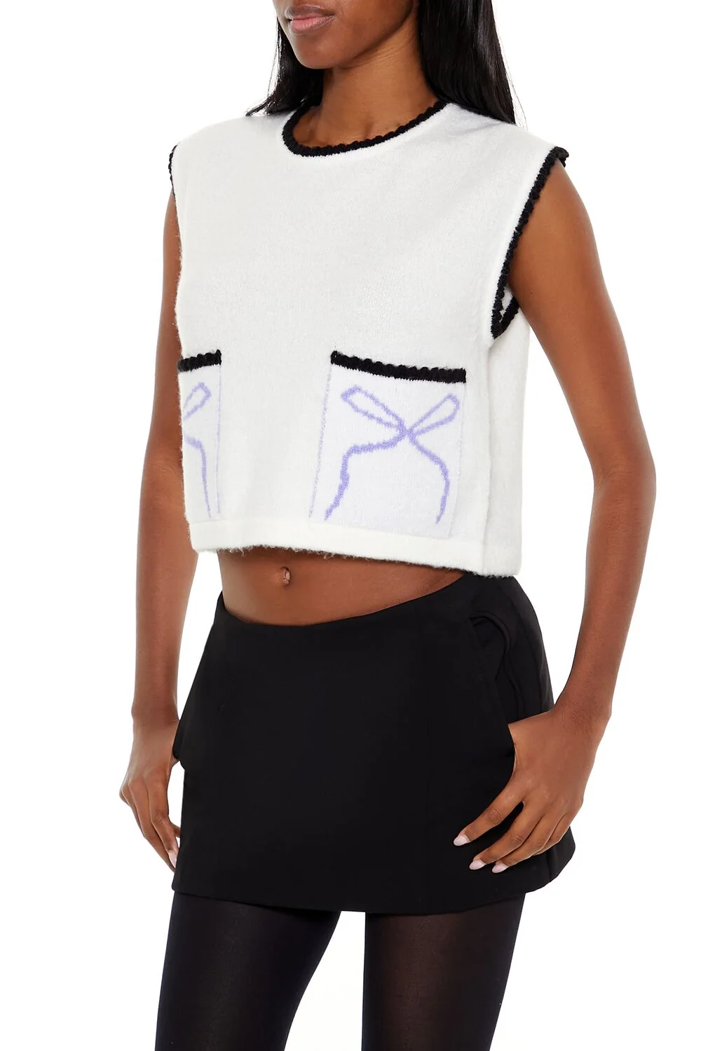 Cropped Bow Sweater Vest