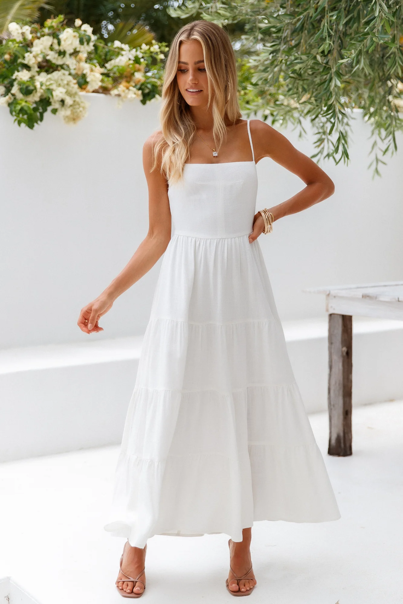 Train Into Town Midi Dress White - luluinthesky