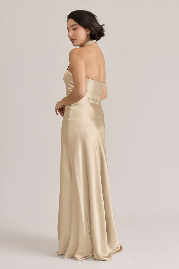 Ellapink Satin Dress | Ready To Ship | Gold Champagne
