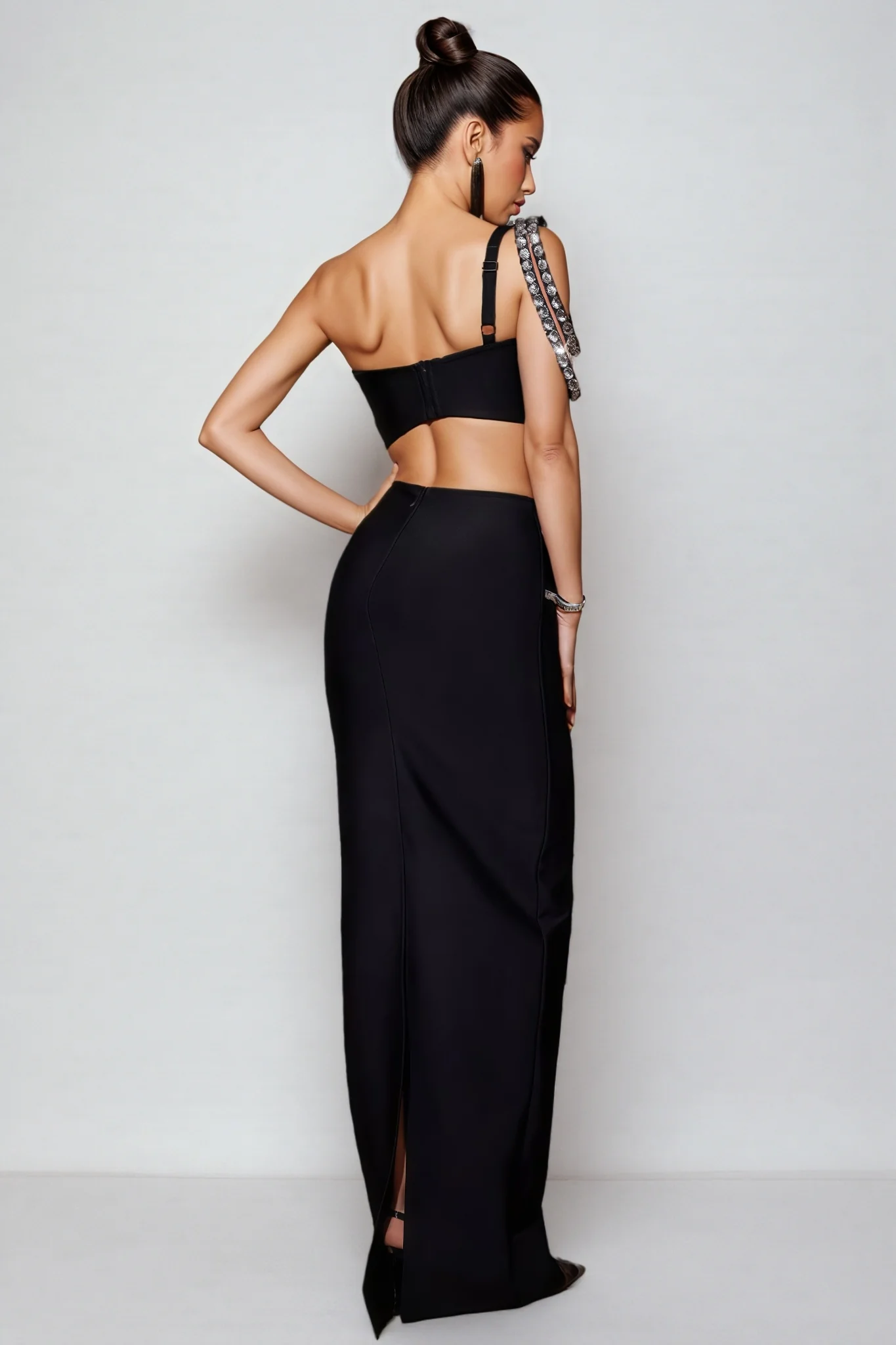 Mikko Rhinestone Bandage Maxi Dress Set