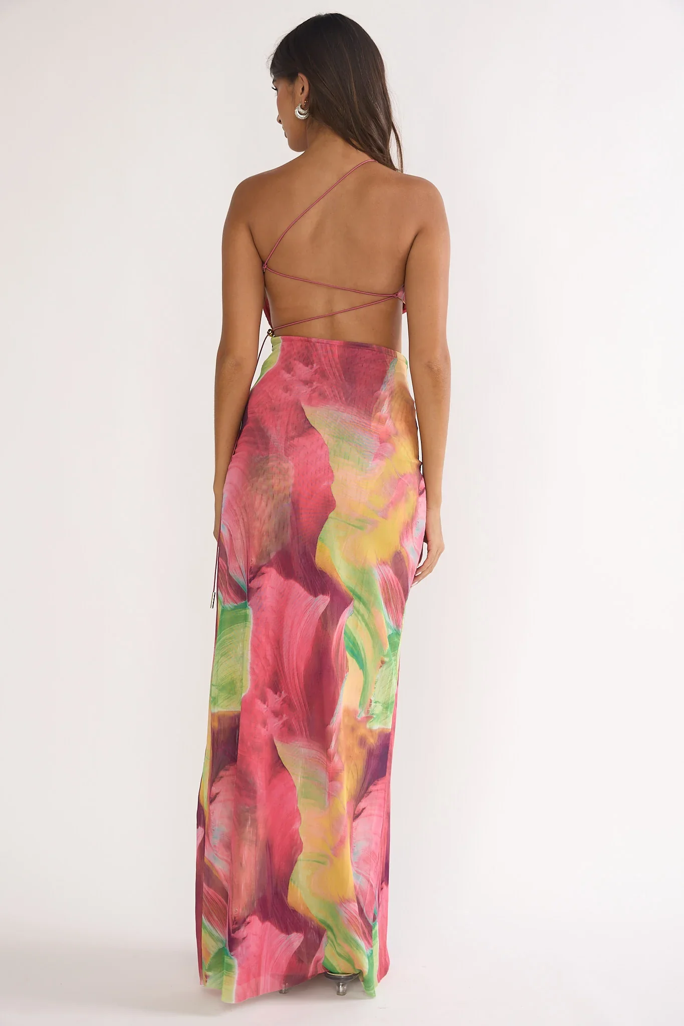 Marvella Open Back Cut-Out Maxi Dress Red Multi