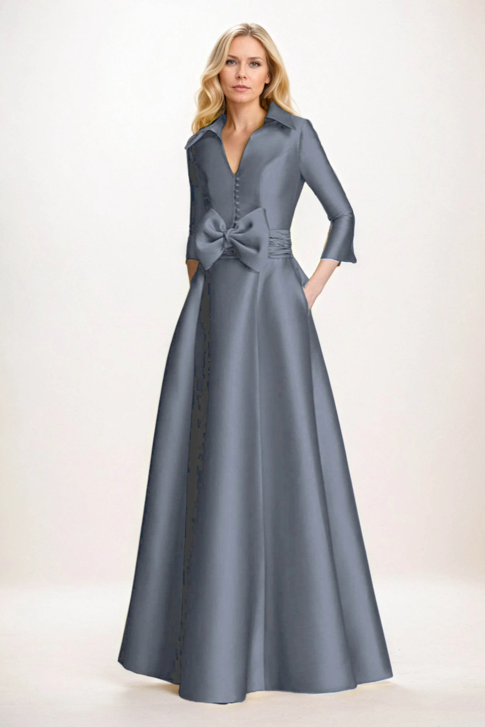 A-Line Maxi Satin Mother of the Bride Dresses CM0402