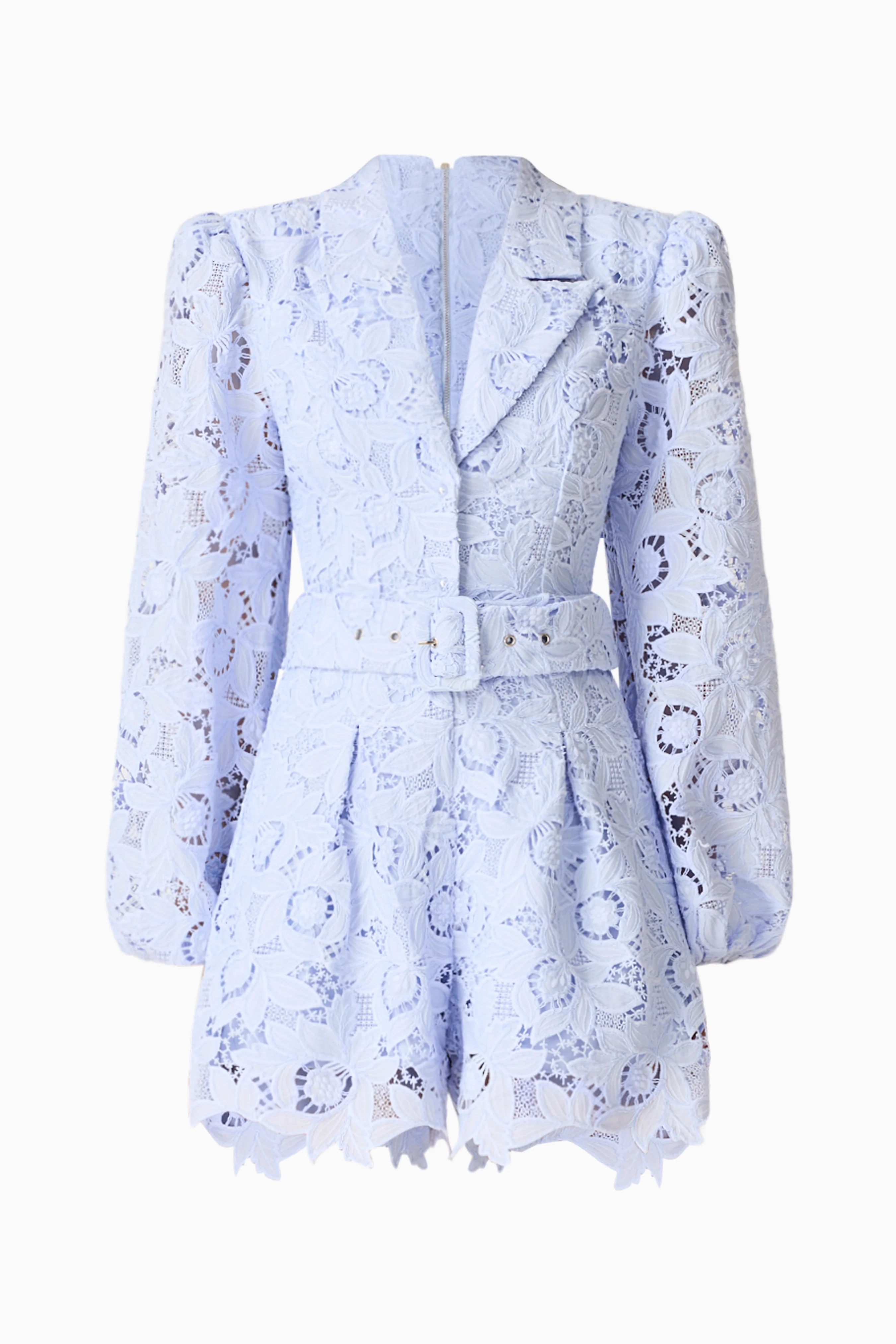Lacy Long Sleeve Playsuit in Powder Blue