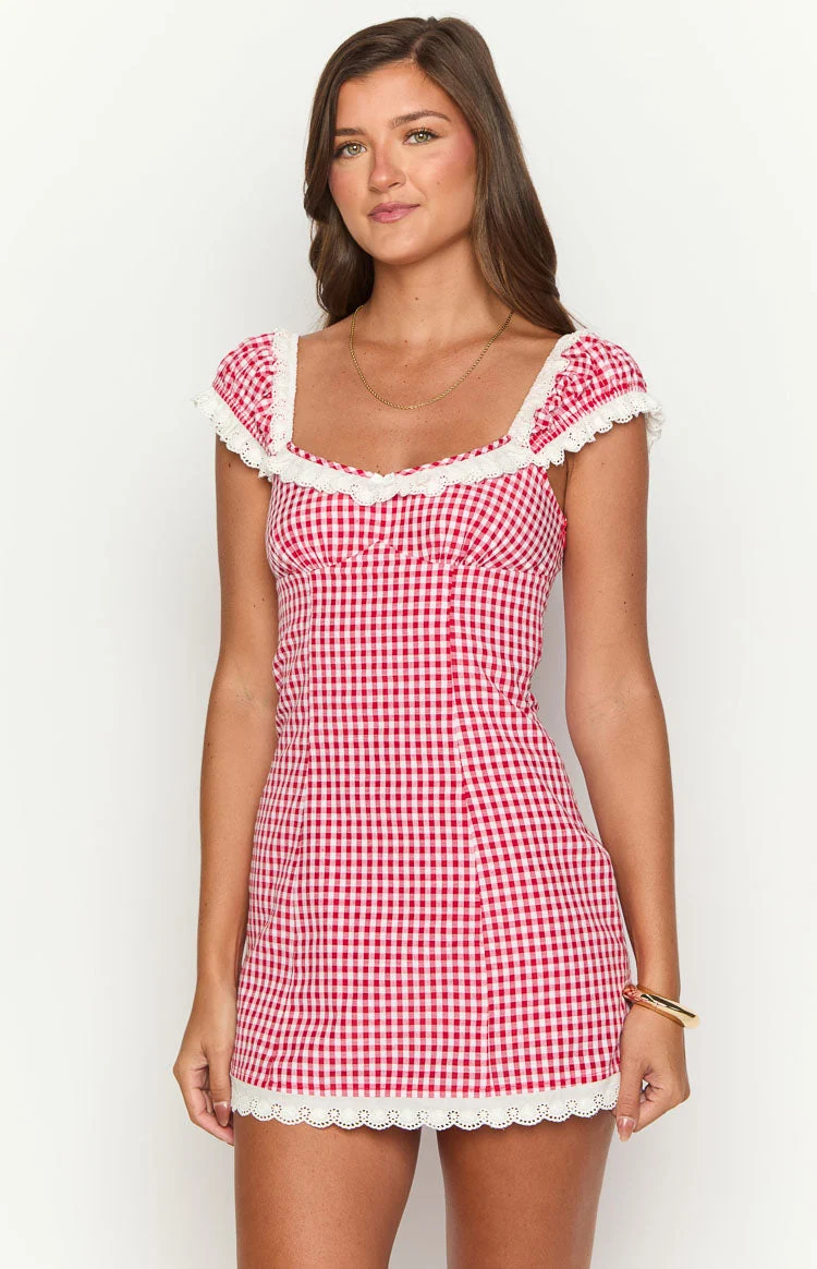 Jolie Red Short Sleeve Mini Dress