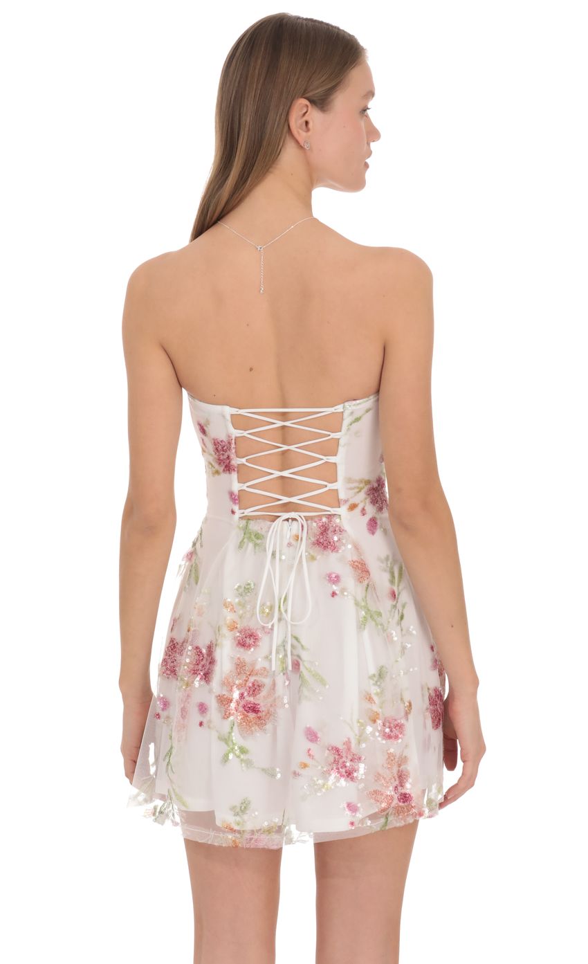 Melody Sequin Mini Dress in White