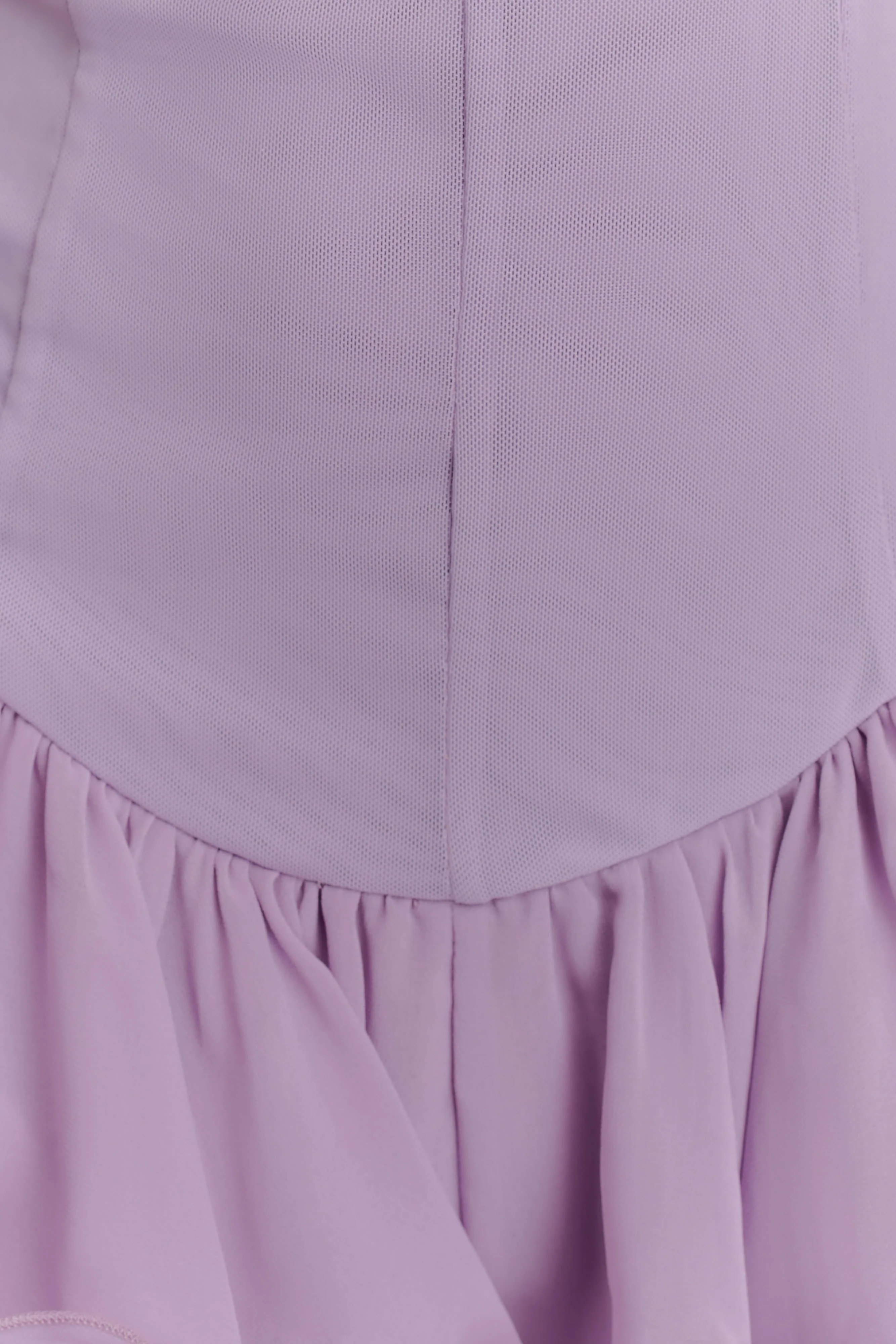 Calantha Ruffle Mesh Mini Dress - Lilac
