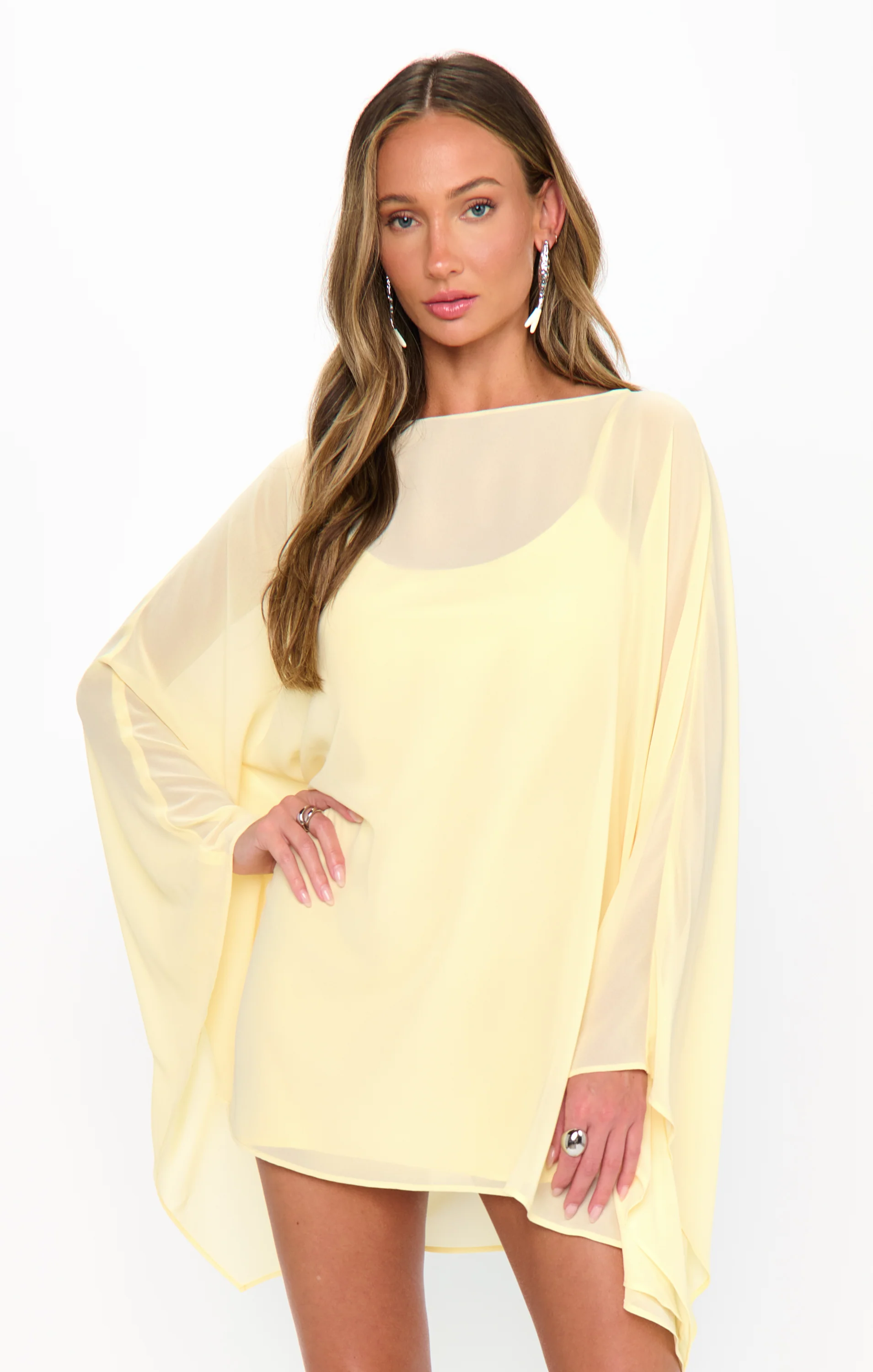 Olsen Mini Dress ~ Pale Yellow Chiffon