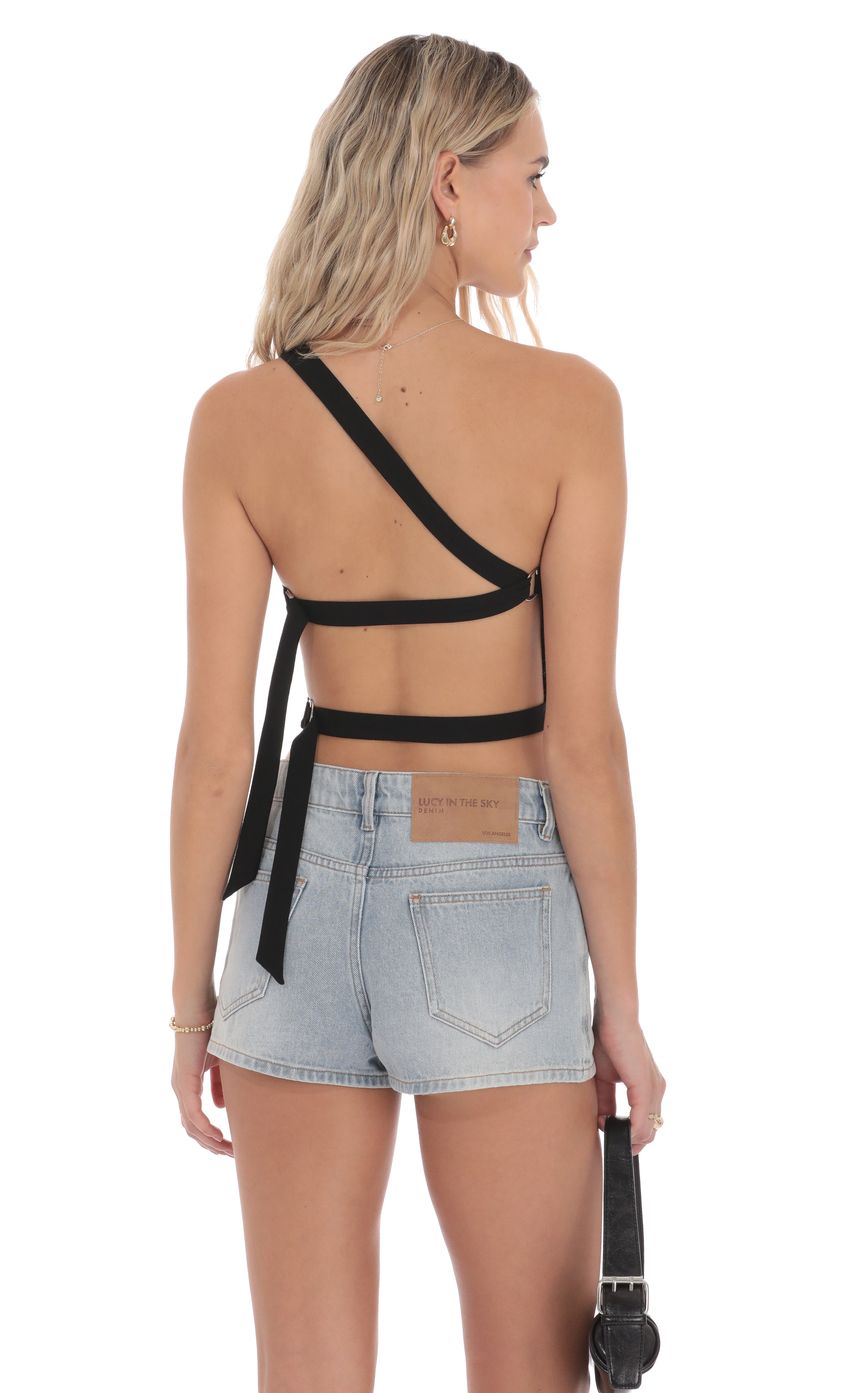 Strappy One Shoulder Top in Black