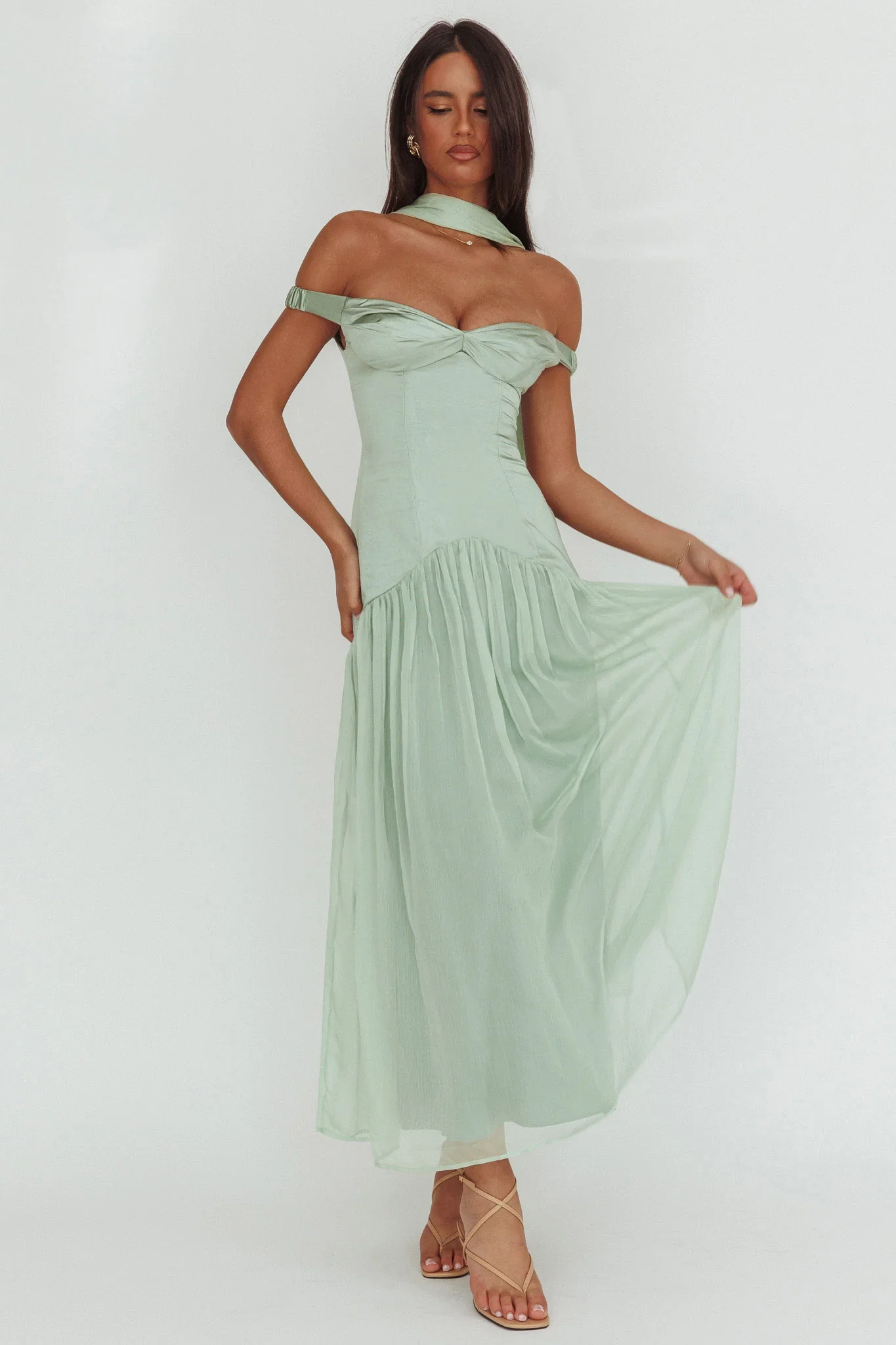 Kaycee Drop Waist Maxi Dress Sage
