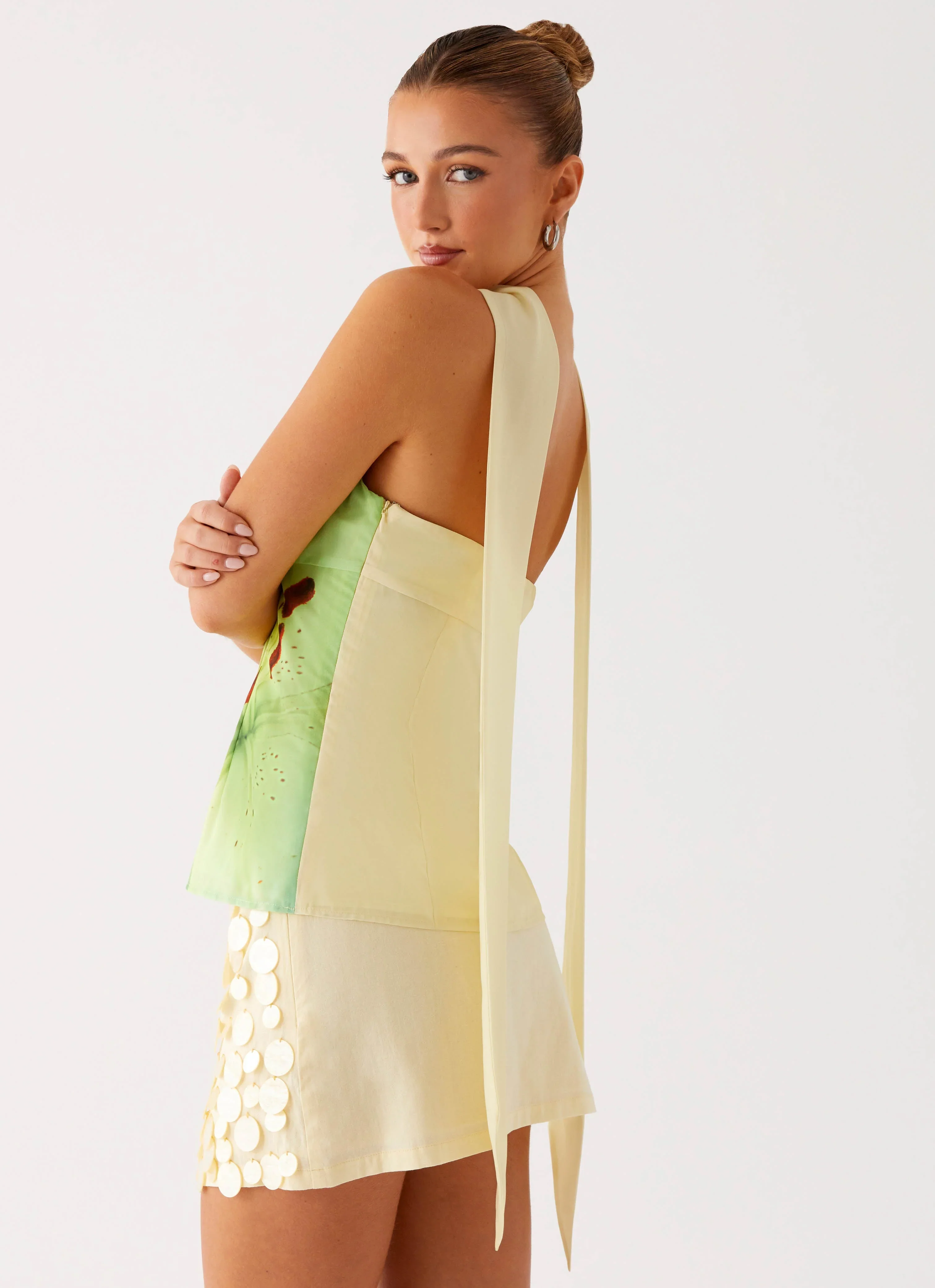 Blaise Scarf Top - Yellow Floral