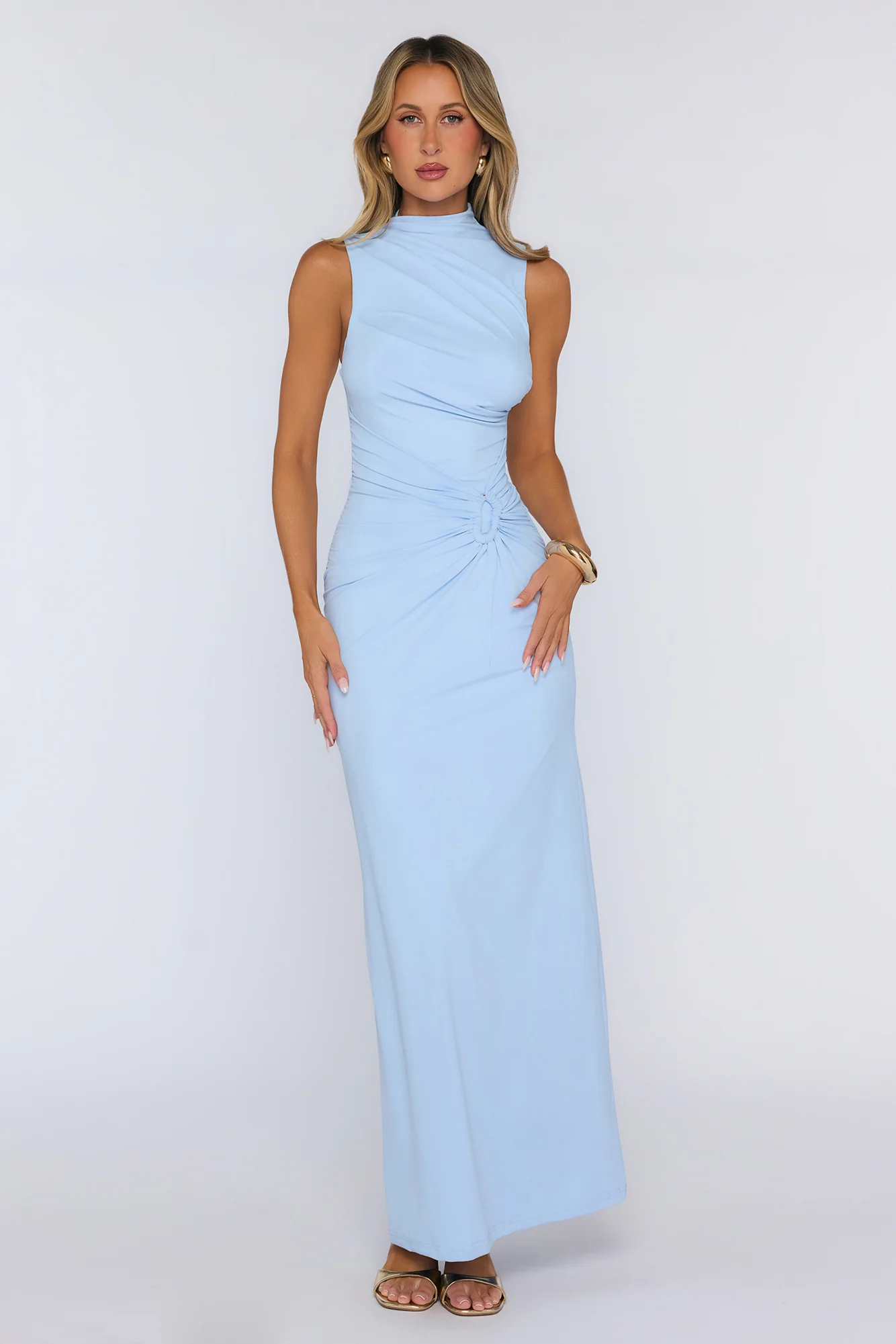 Radiant Petal Maxi Dress Blue