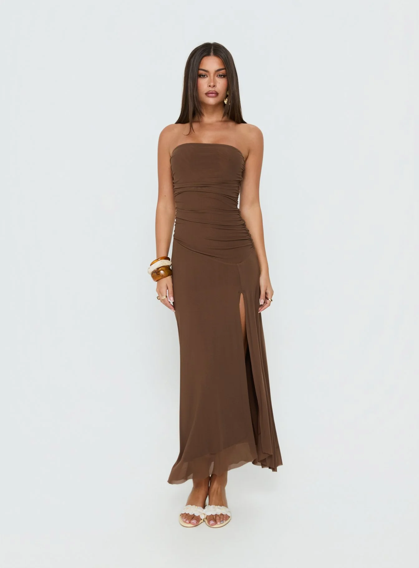 Brigida Strapless Maxi Dress Mocha