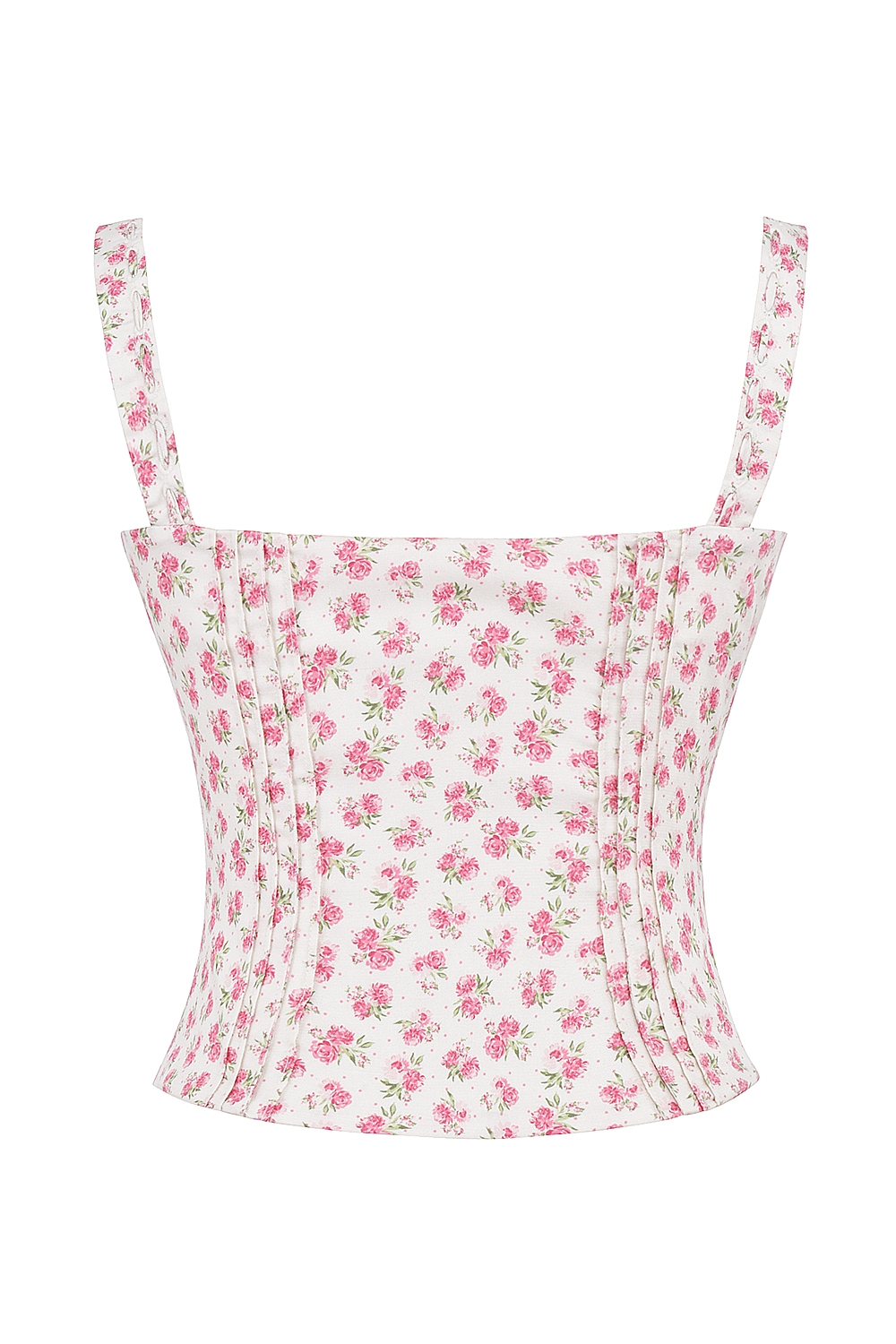 White Rosebud Print Top