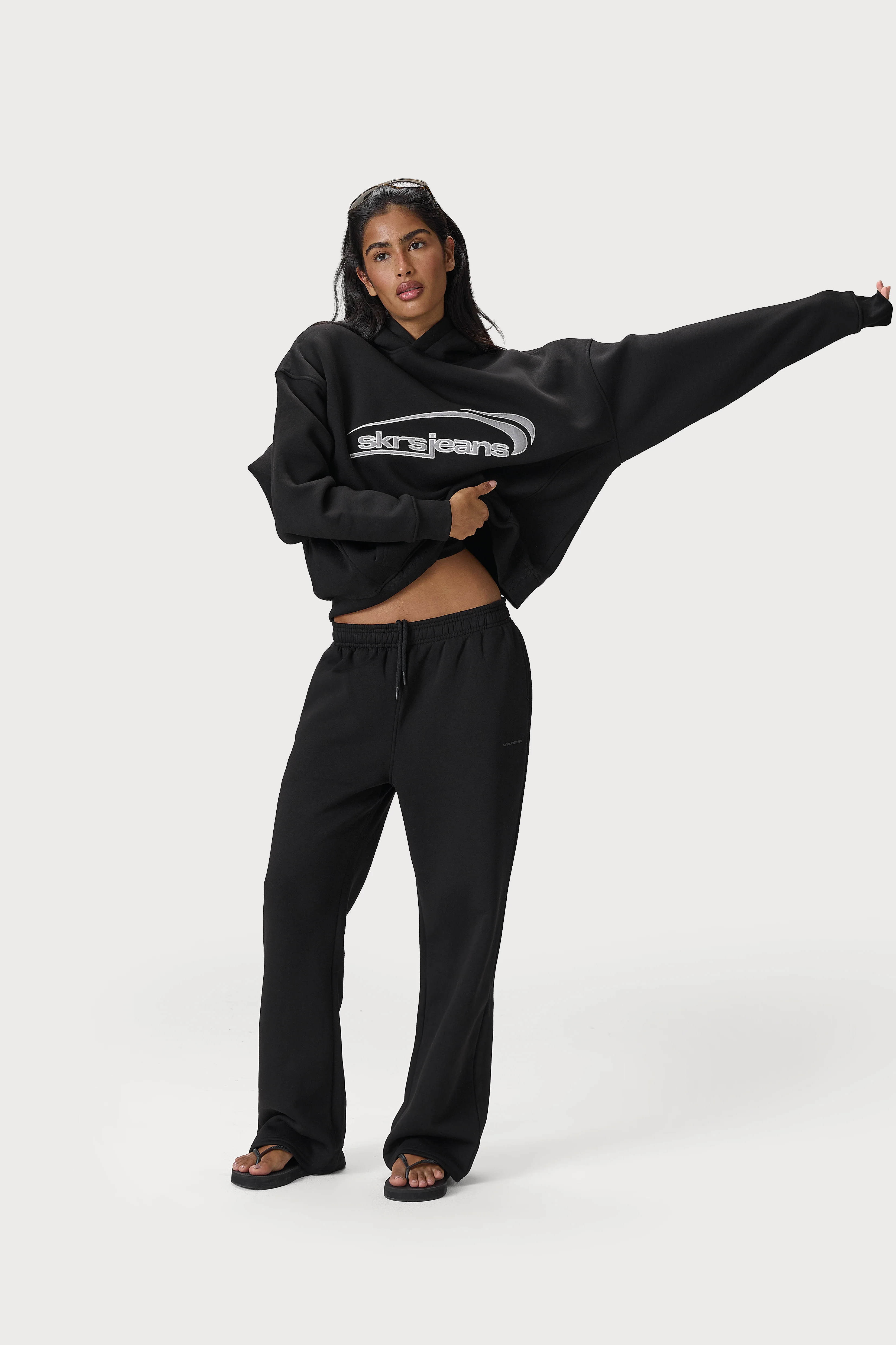 Trademark Wide Leg Sweatpants in Road Black
