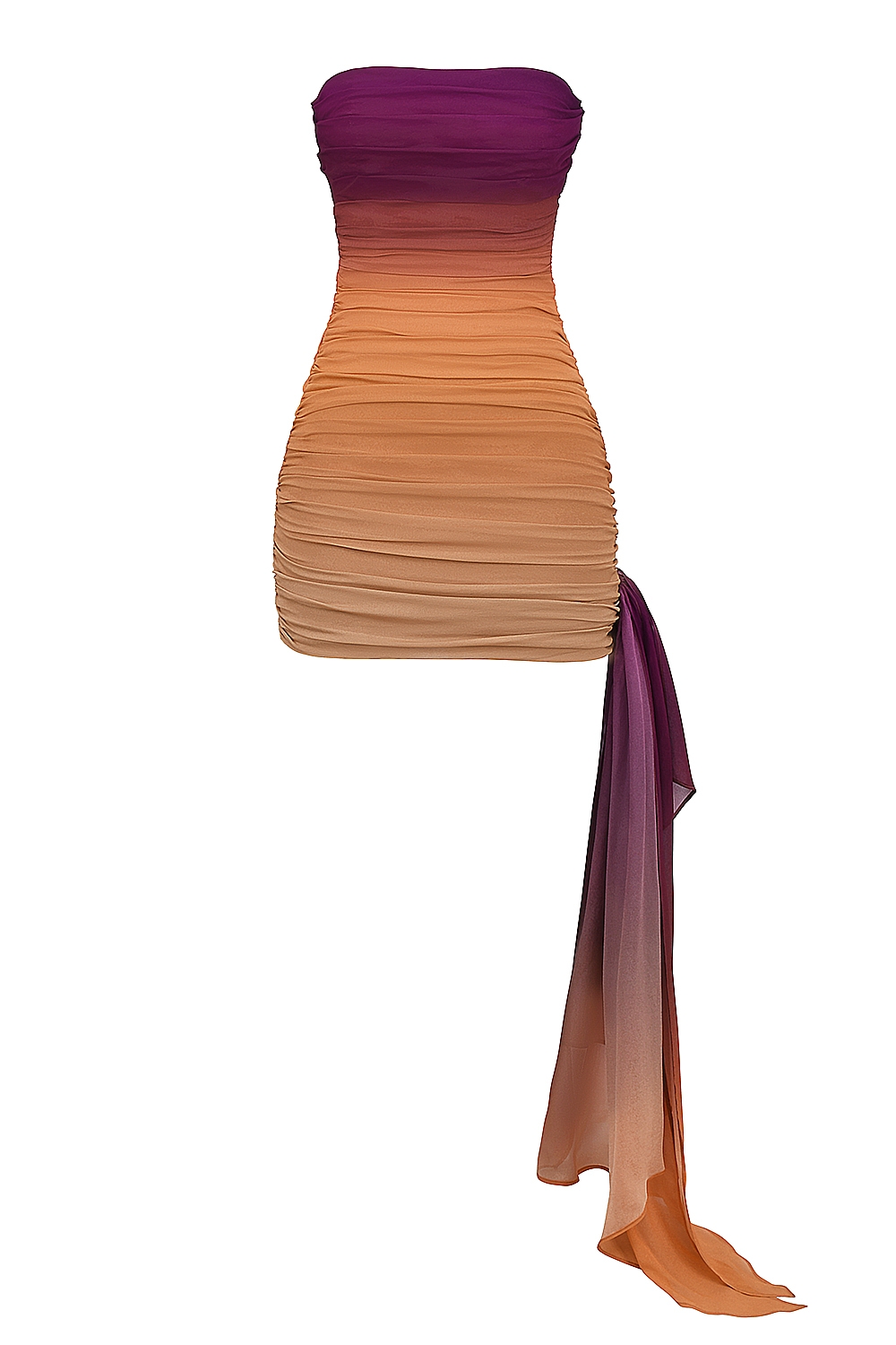 Ombre Mesh Strapless Mini Dress
