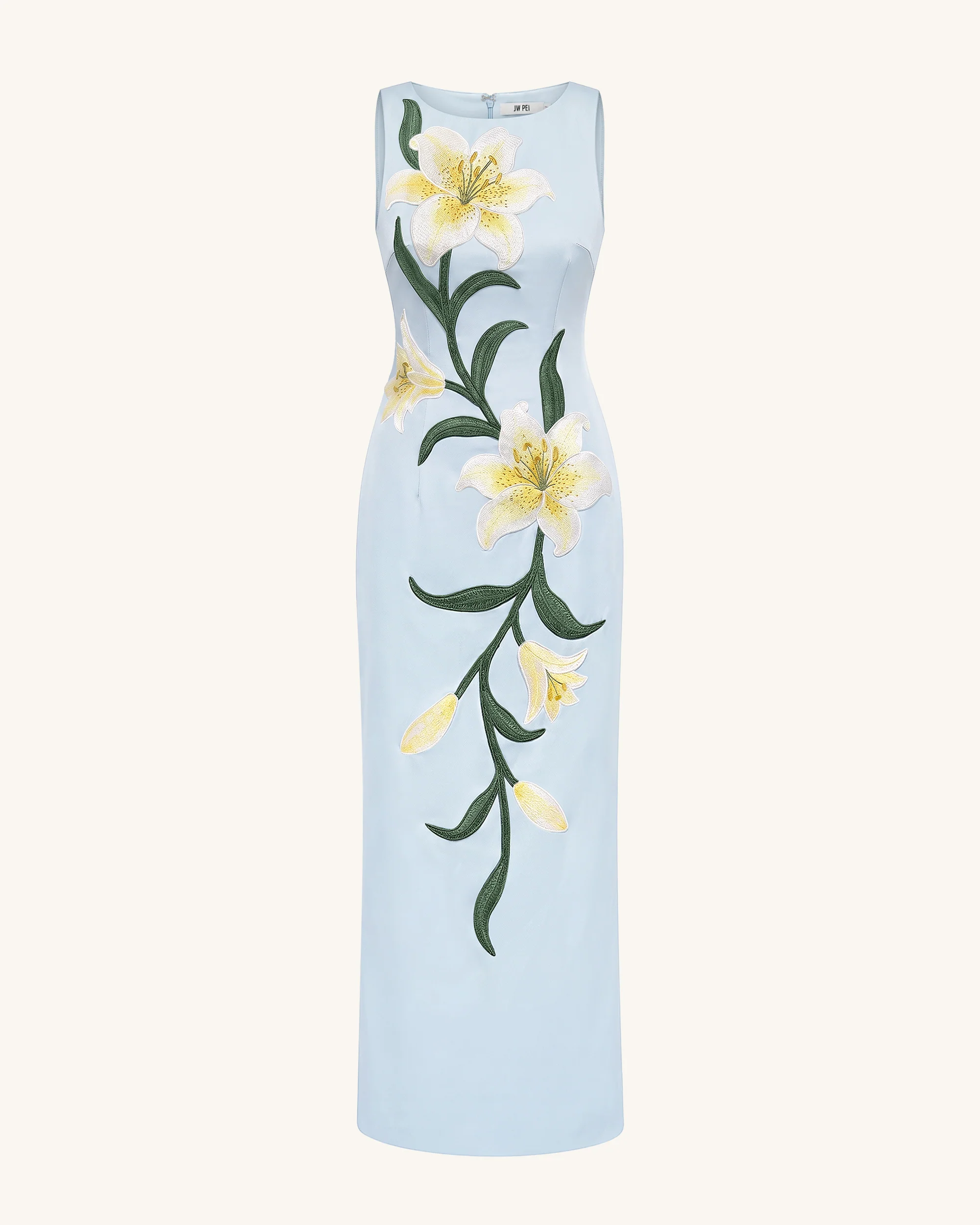 Lily Floral Print Sleeveless Column Maxi Dress - Light Blue - FASHION NOB