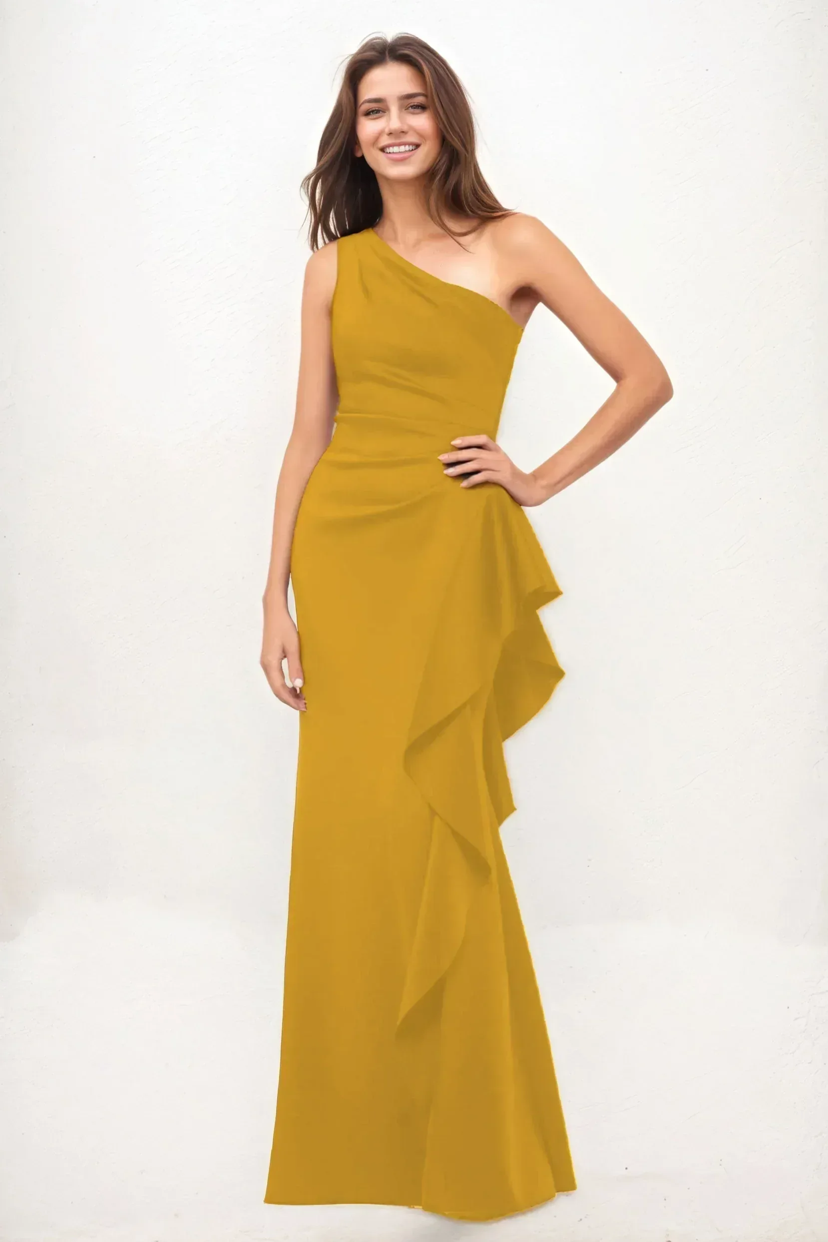 Sheath-Column Maxi Luxe Satin Wedding Guest Dress CG0287