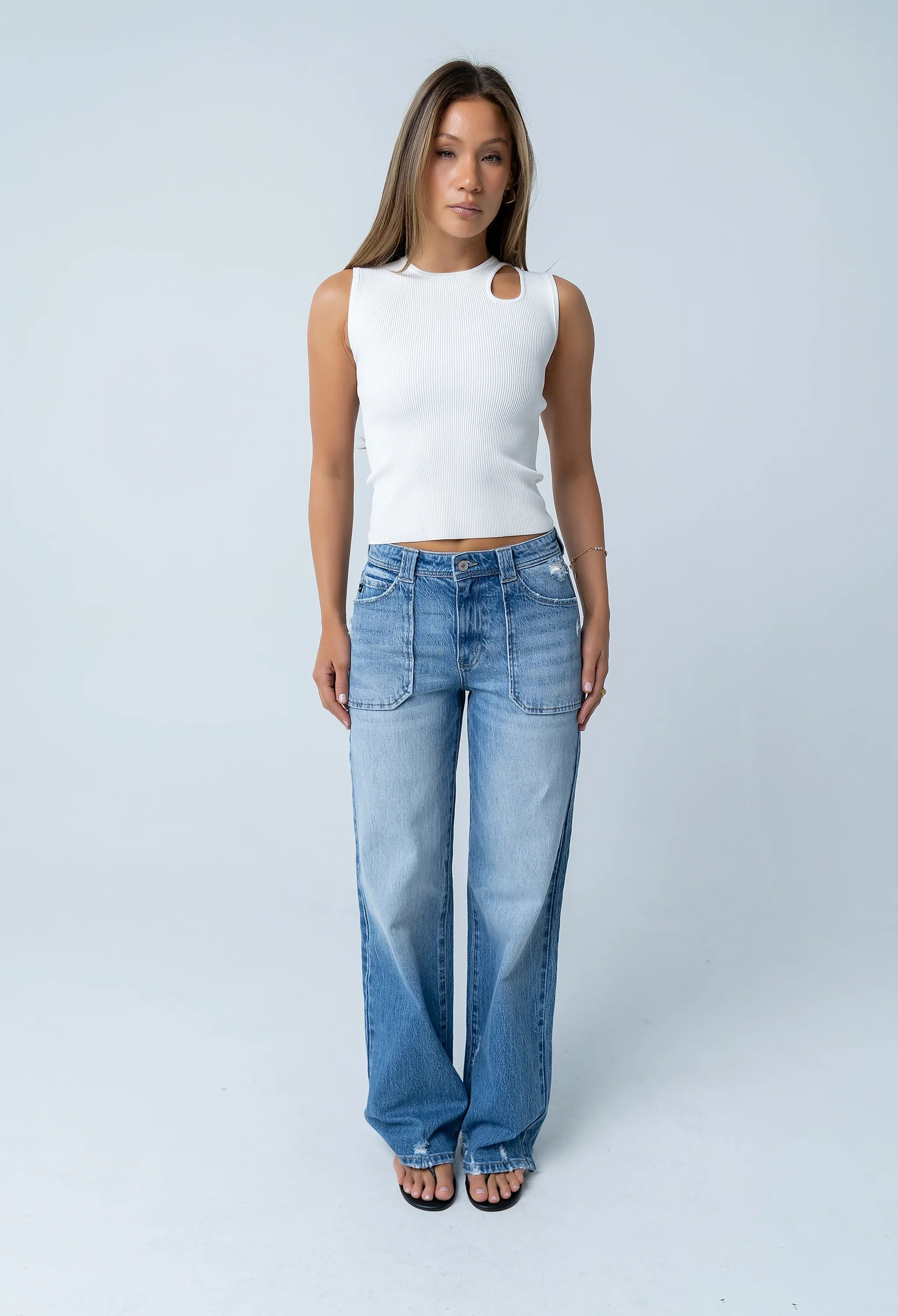 Ollie Cutout Tank Top in Ivory