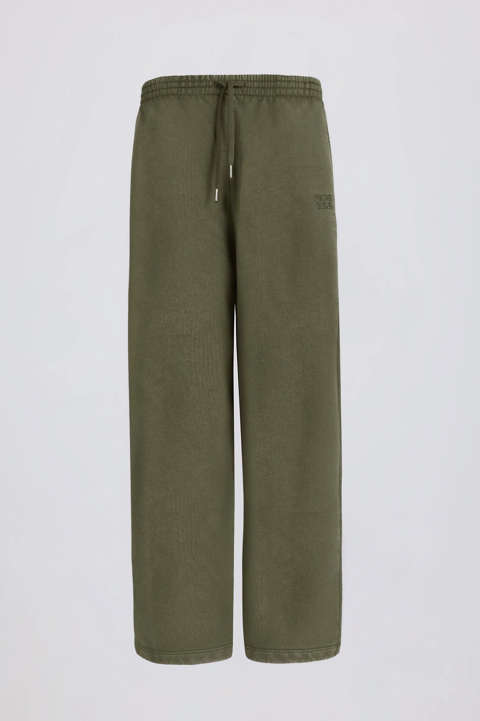 Soft Cotton Mid-Rise Wide-Leg Joggers in Light Green