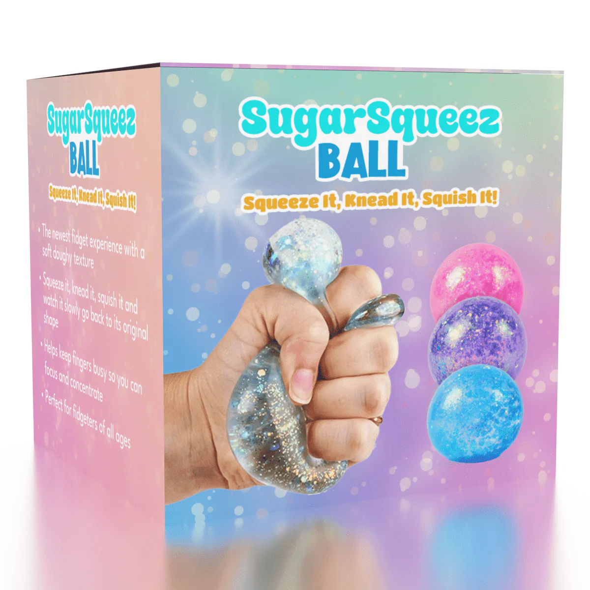 SugarSqueez Squishies® Fidget Sugar Glitter Stress Ball (1pc) Assorted Colors