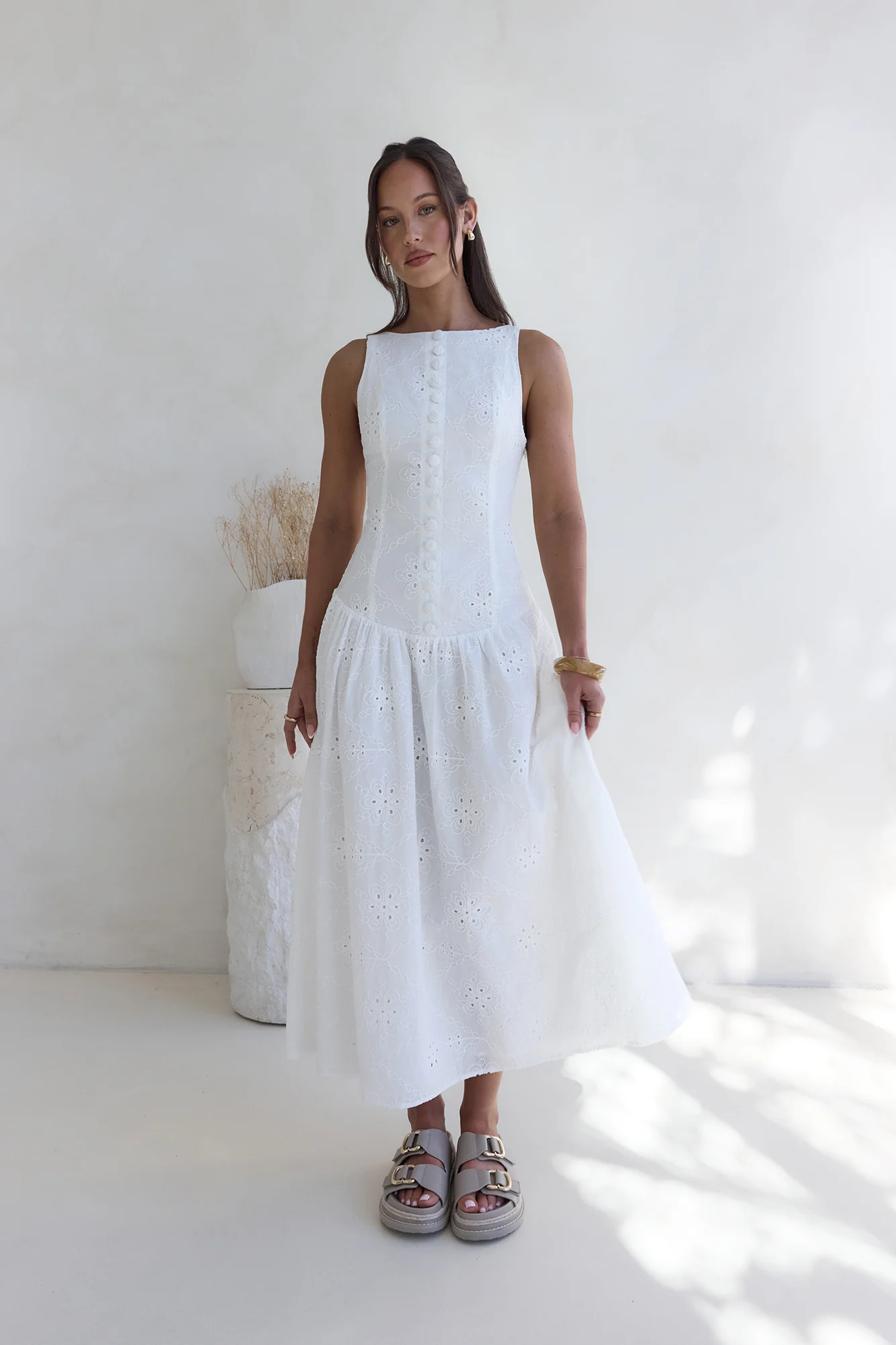 Jasmine Jewel Embroidered Maxi Dress White - luluinthesky