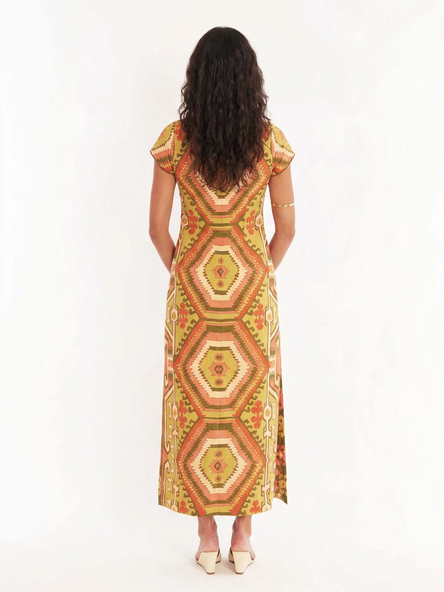 Pattern Column Midi Dress