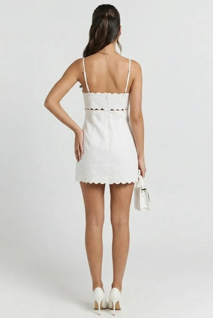 Lunch at Fashion Island Scallop Mini Dress