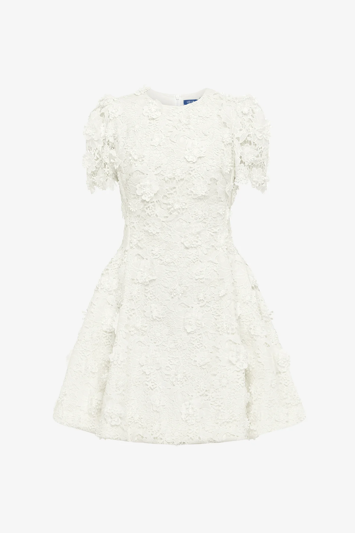 Elyse Lace Short Sleeve Mini Dress - Snow