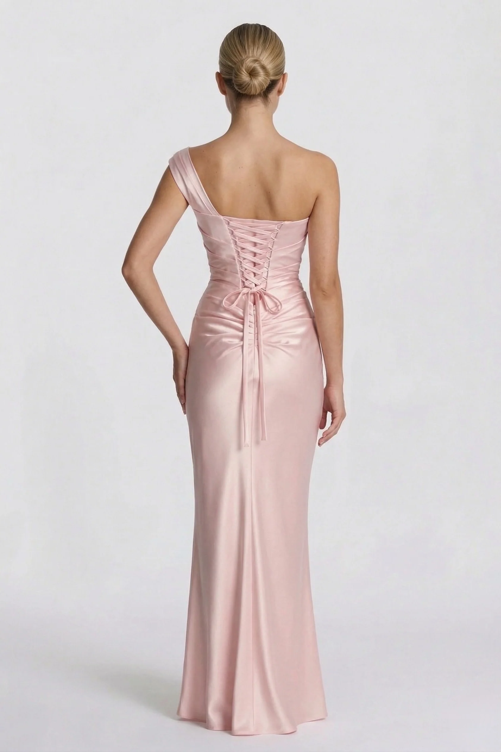 Sheath-Column Floor Length Acetate Satin Wedding Guest Dress CG0302