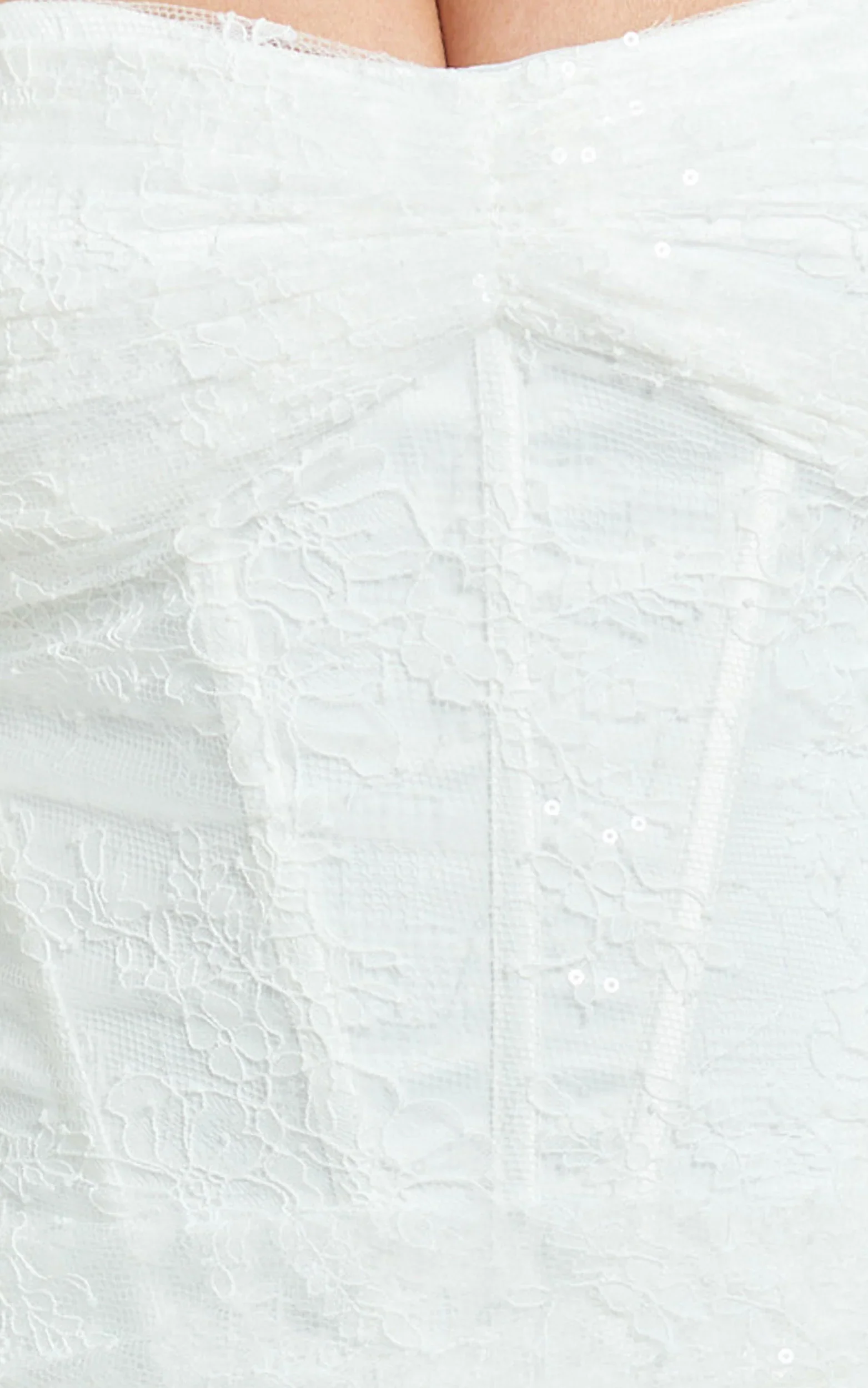 Hazel Mini Dress - Strapless Corset Sequin Dress in Ivory