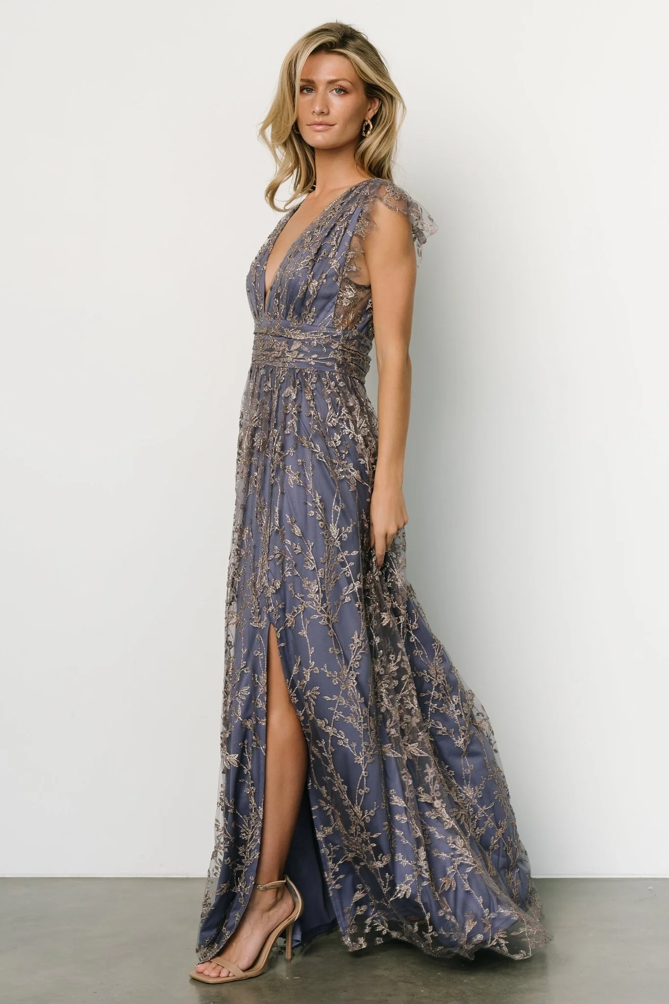 Arlene Shimmer Gown | Blue + Gold - luluinthesky