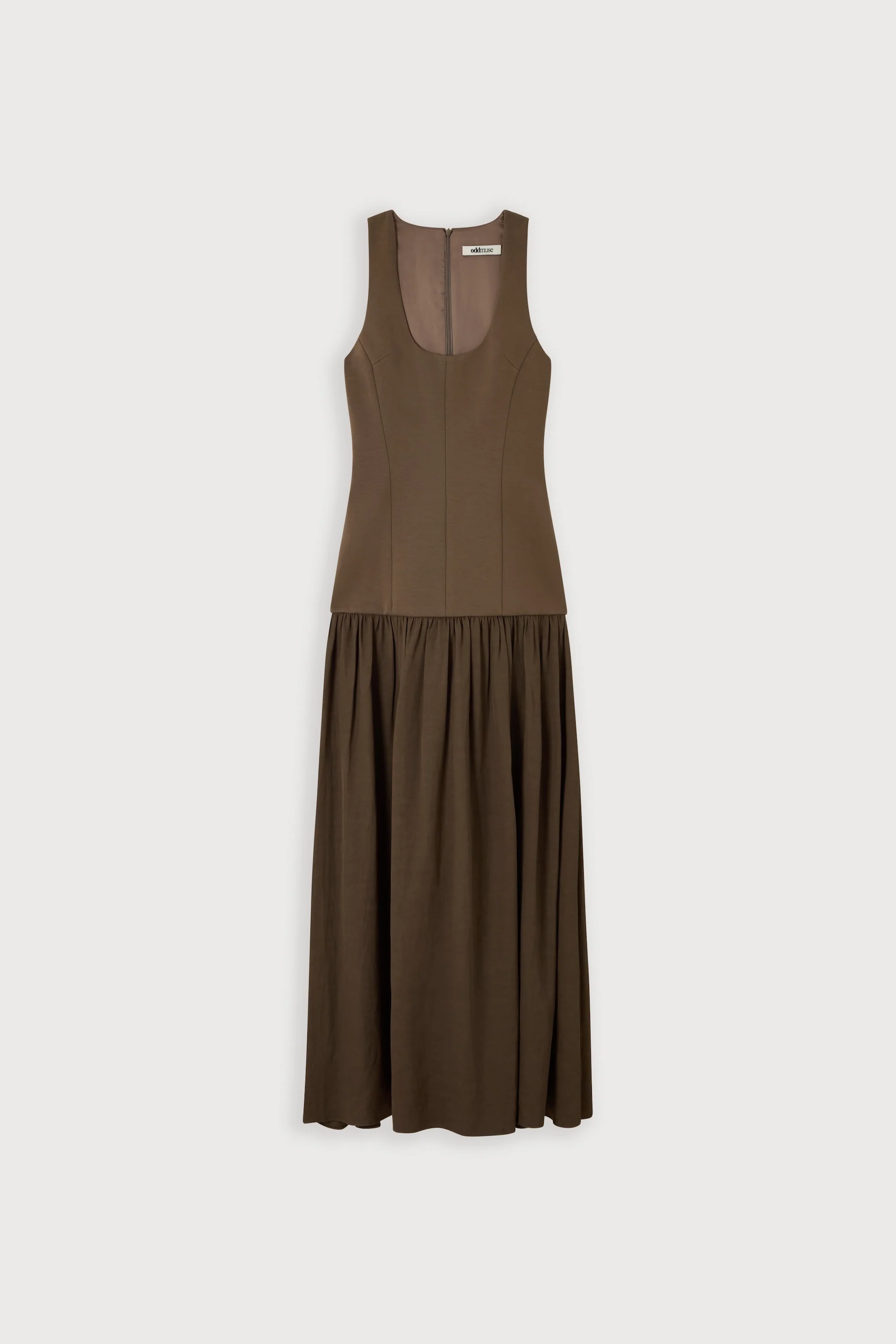 Linen Mix Dropped Waist Maxi Dress