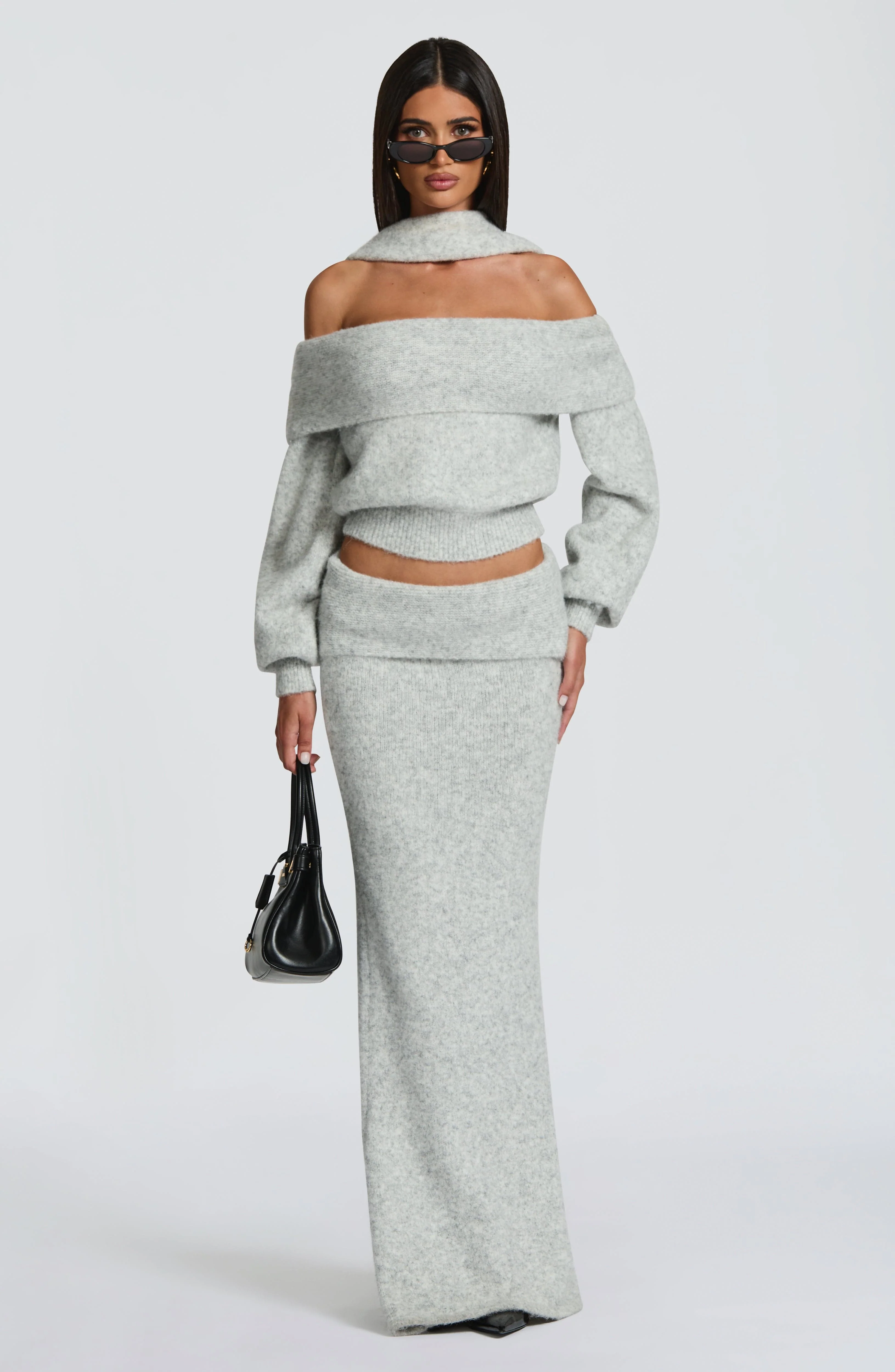Andie Maxi Skirt - Light Grey Marl