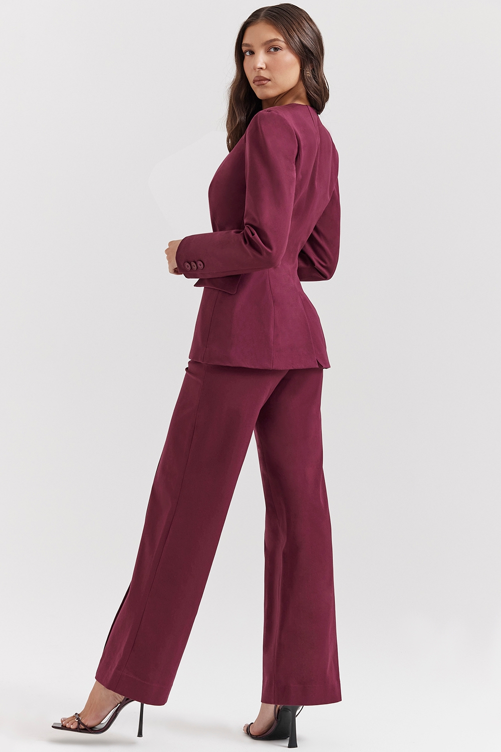 Wine Straight Leg Trousers