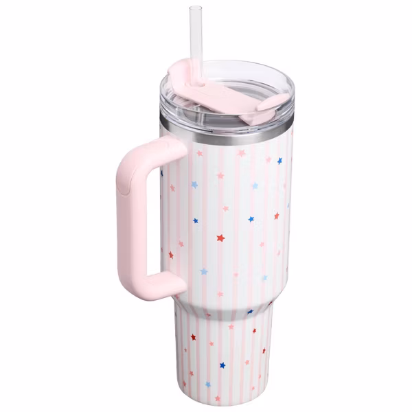Stanley 40 oz Stainless Steel H2.0 FlowState Quencher Tumbler Pink Starry Stripes