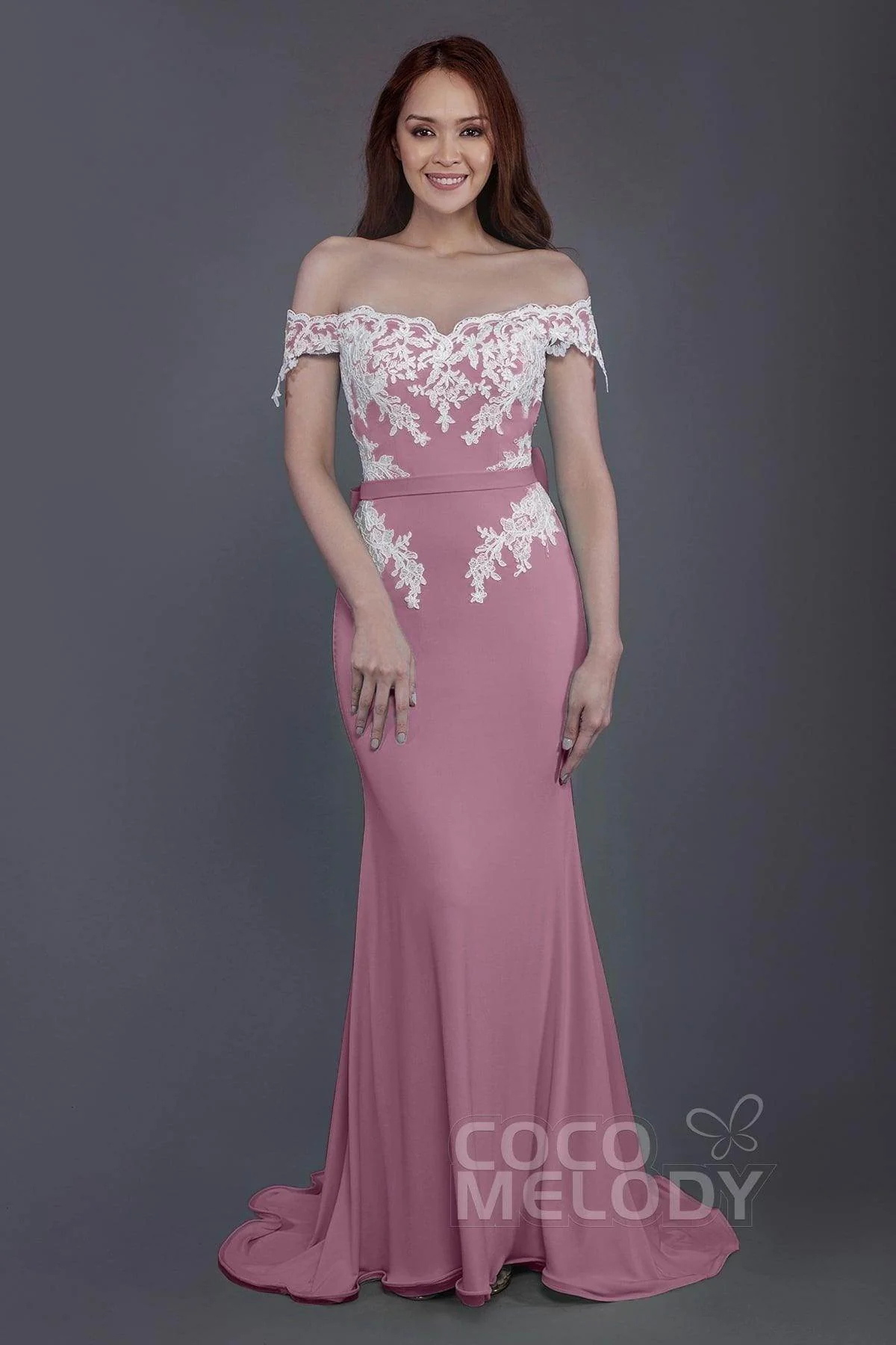 Mermaid Sweep Train Knitted Fabric Bridesmaid Dress PR3497
