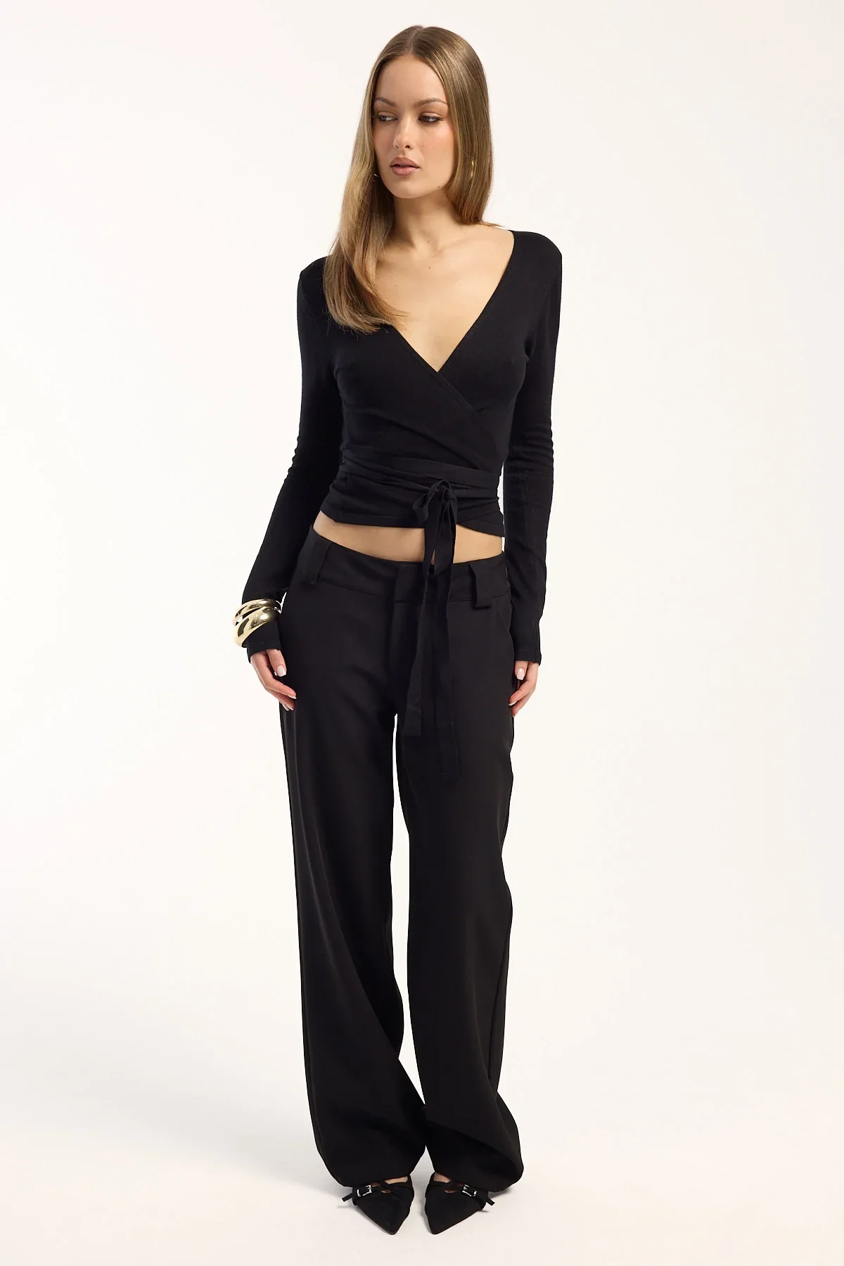 Sndys The Label Nikola Wrap Top Black