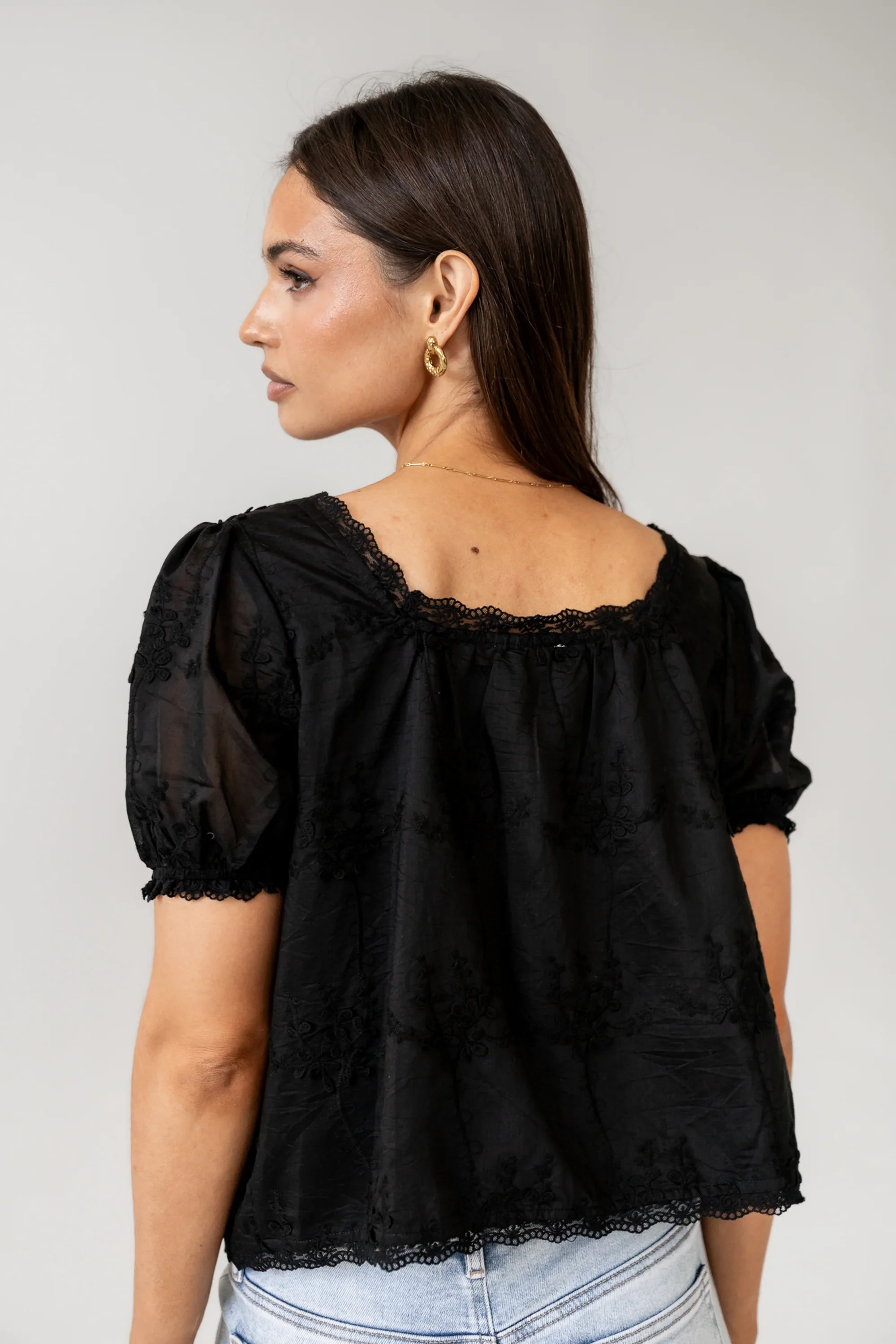 Hadley Embroidered Blouse in Black