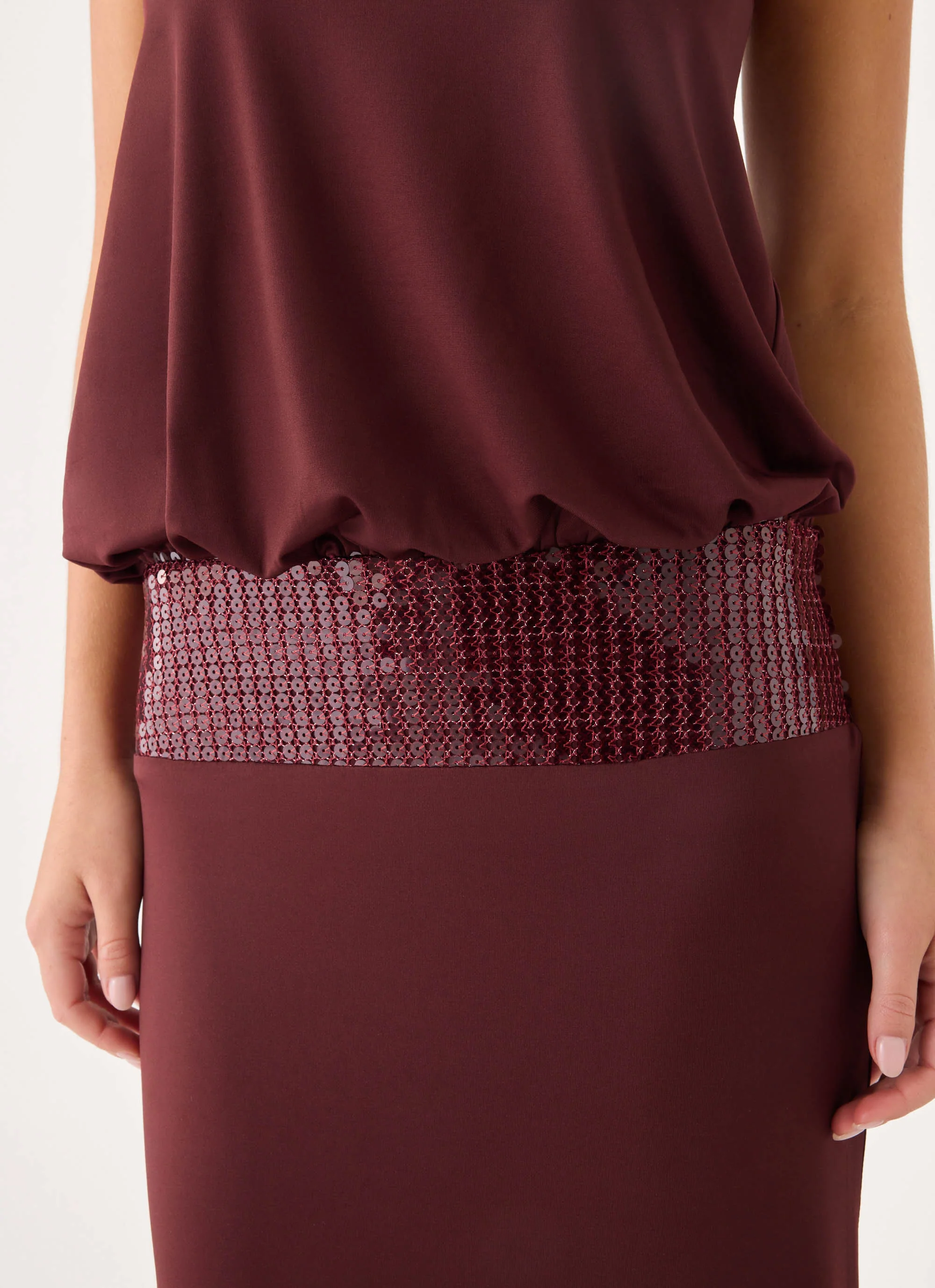 Posine Strapless Maxi Dress - Maroon - luluinthesky