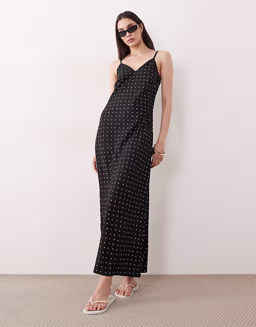 Esmée maxi beach dress in black polka dot