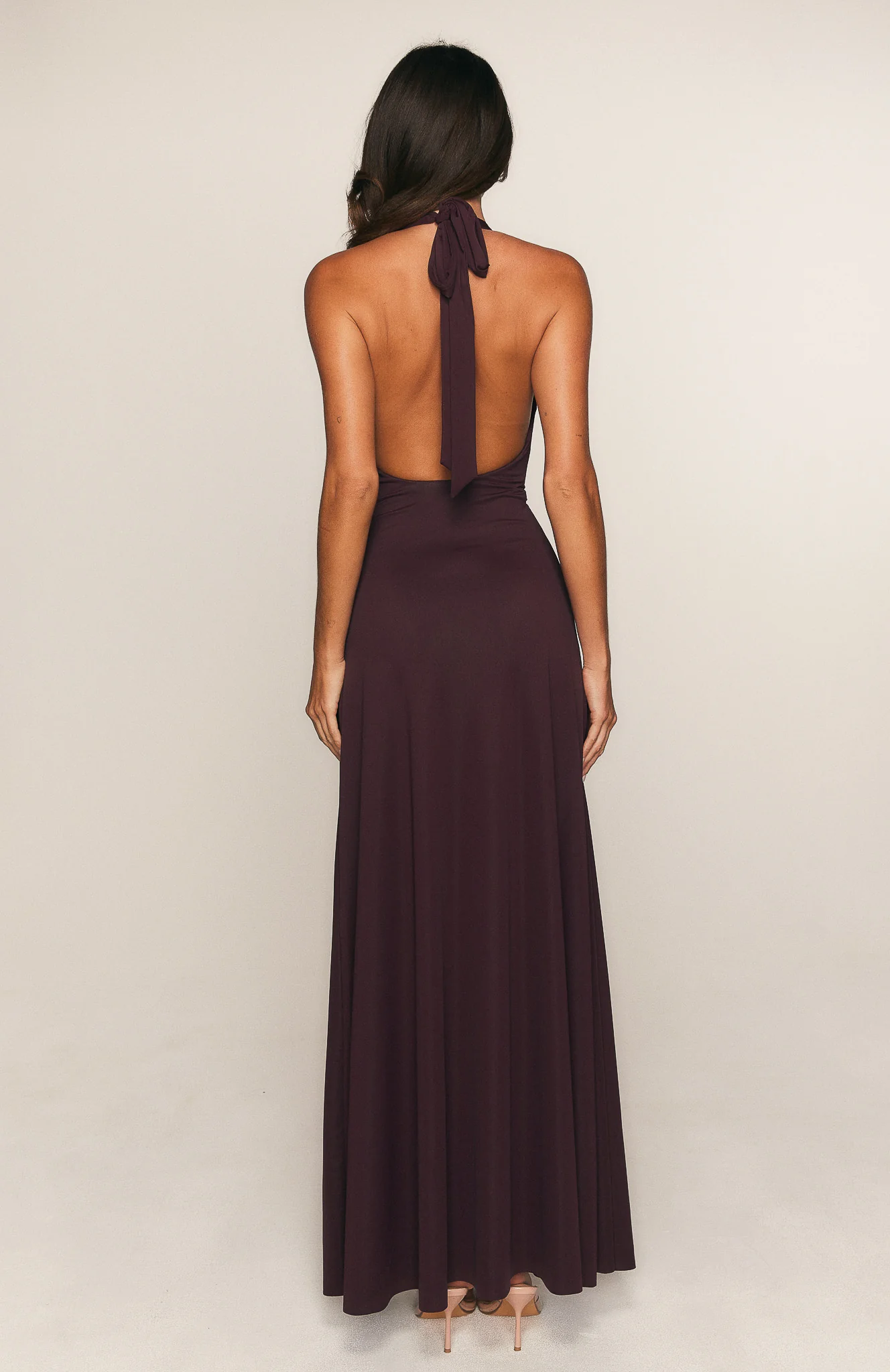 Perfect Illusion Halter Maxi Dress Dark Cherry