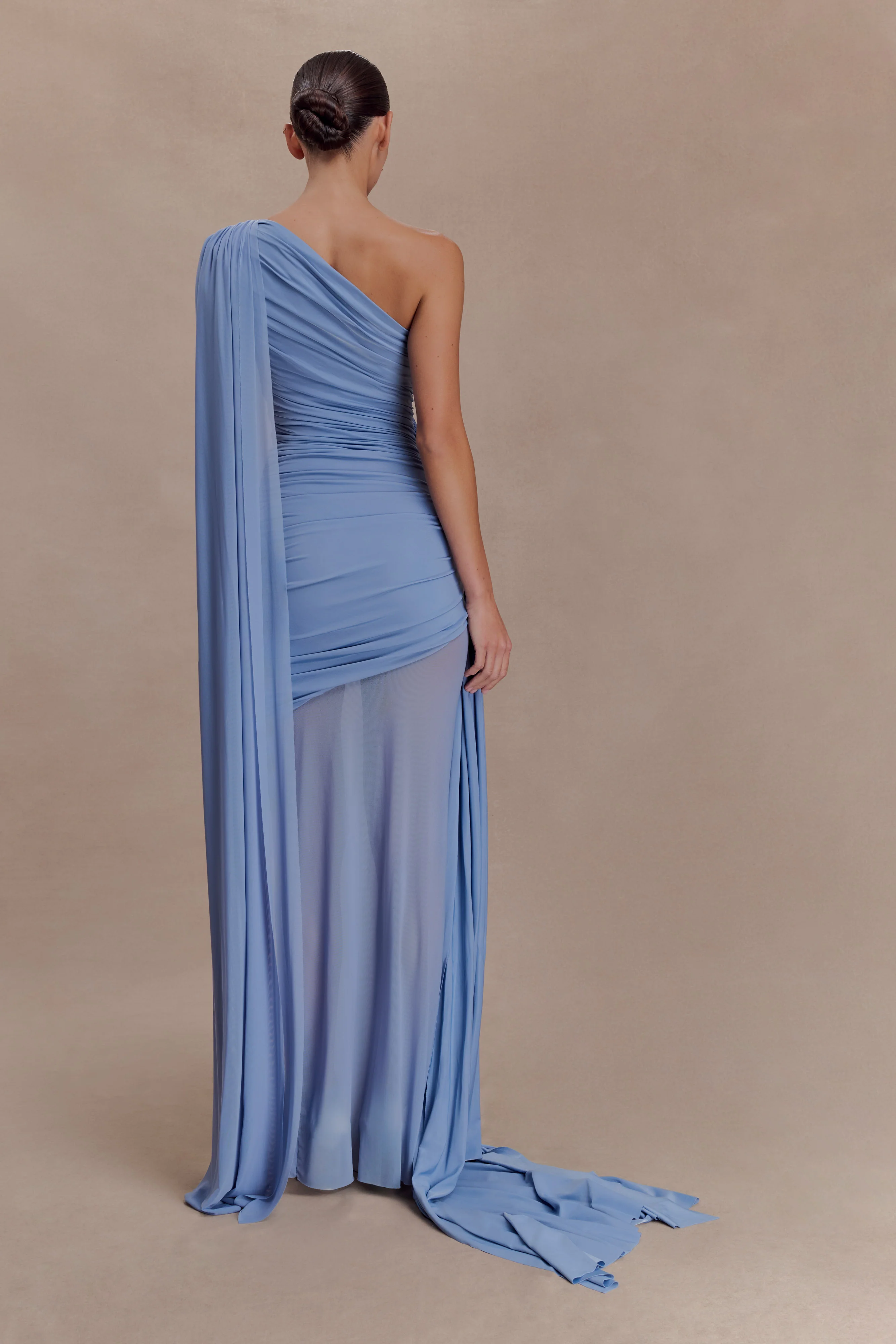 Asher Slinky One Shoulder Maxi Dress - Cornflower Blue