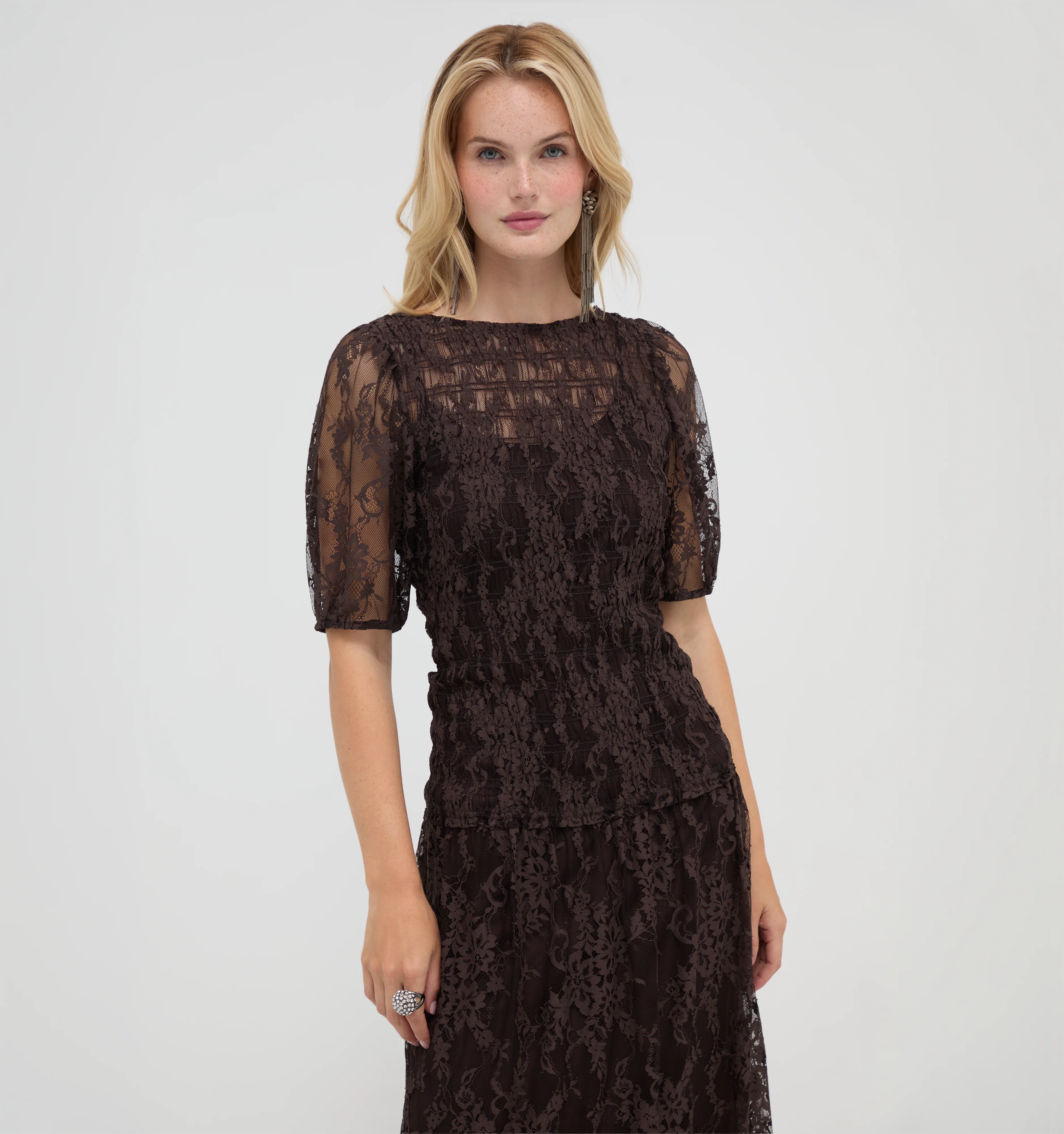 The Short Sleeve Dalia Nap Dress -  Chocolate