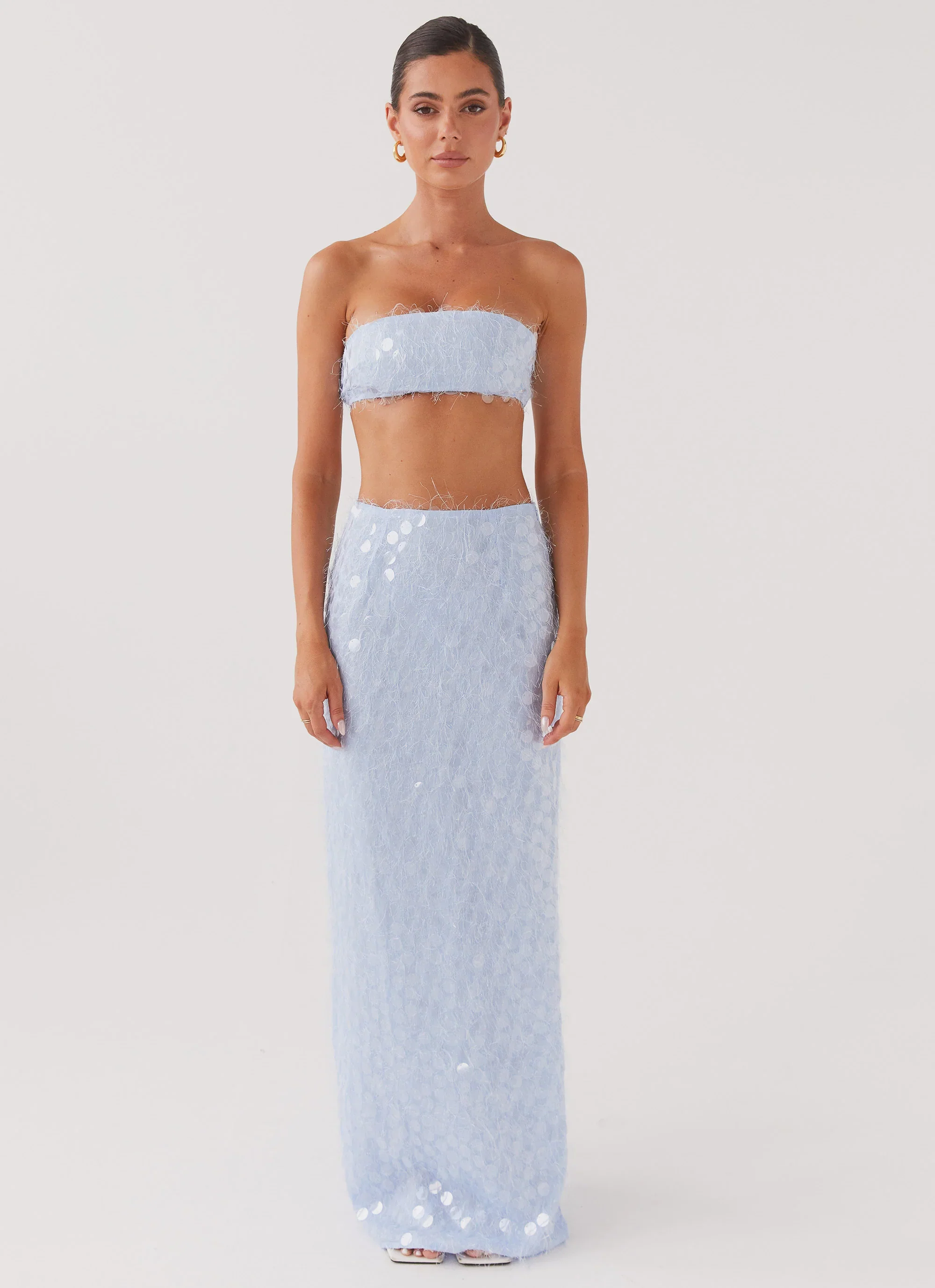 Kyleigh Textured Sequin Bandeau Top - Lavender Mist