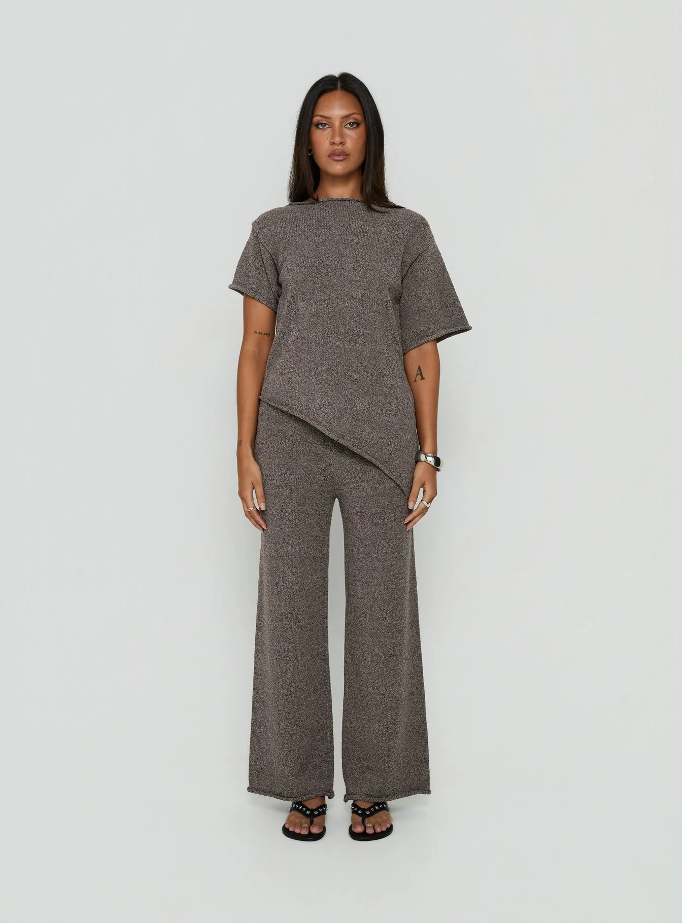 Calisse Knit Wide Leg Pants Mocha