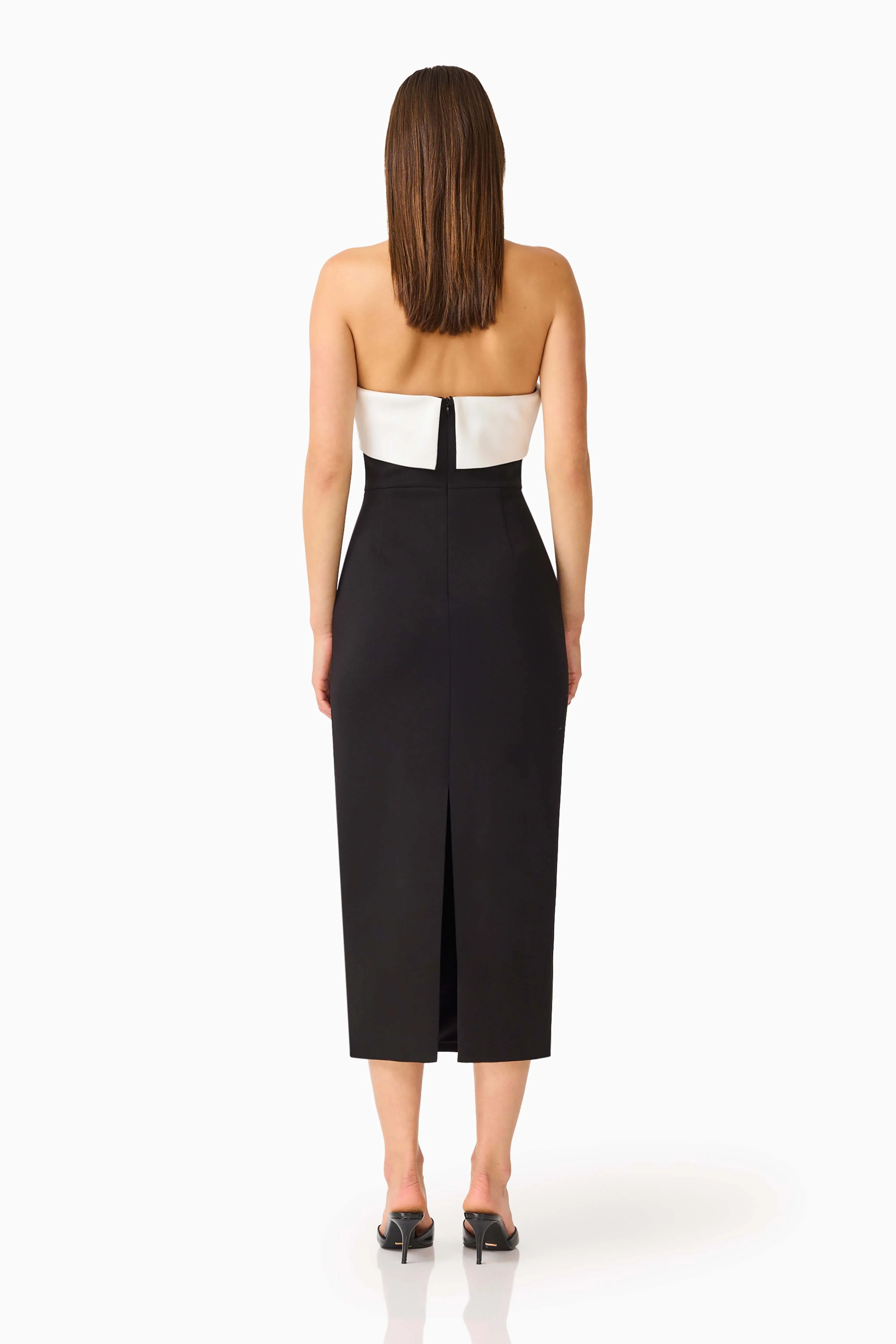 Elysia Column Midi Dress in Black