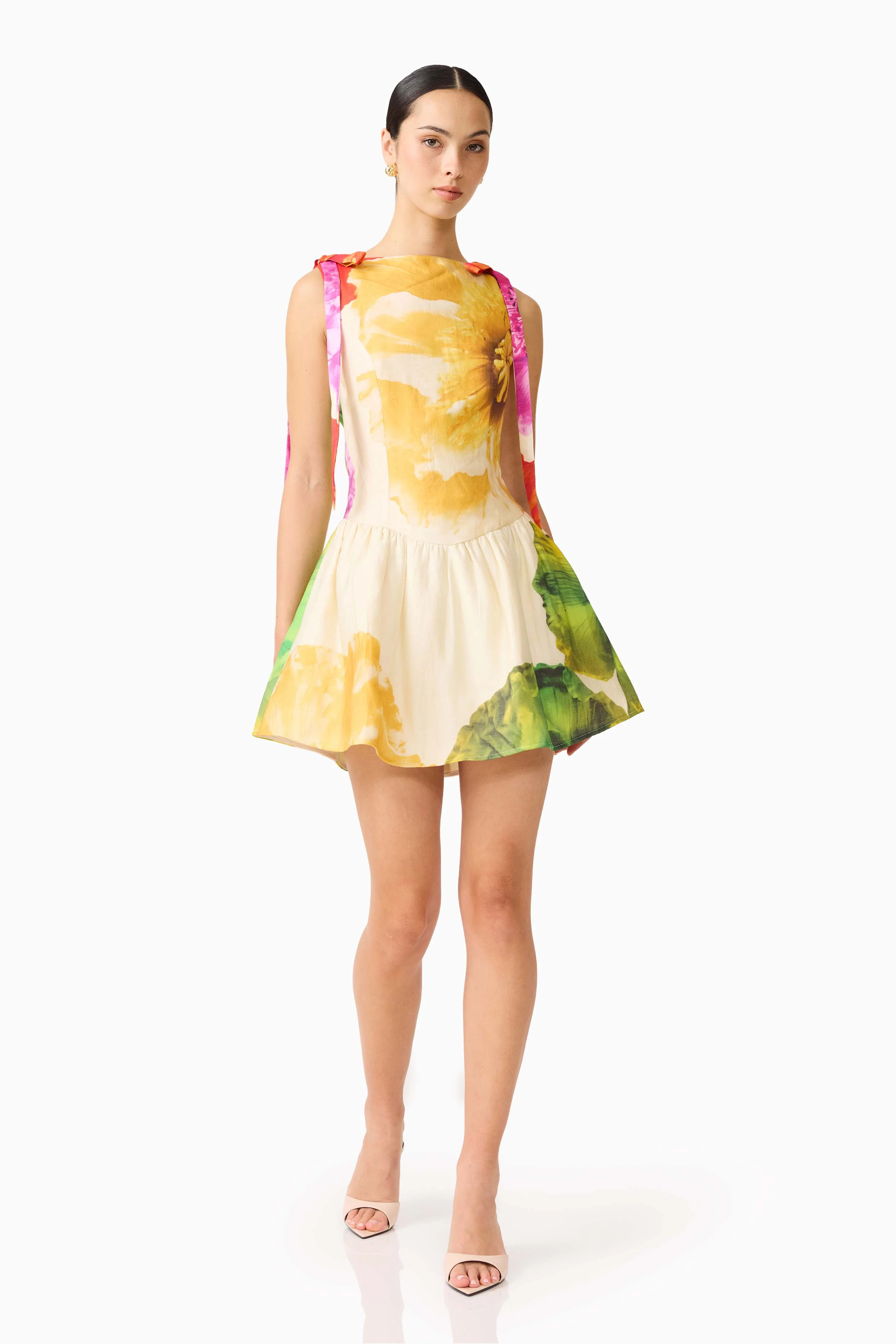 Lilia A-Line Mini Dress in Multi Floral